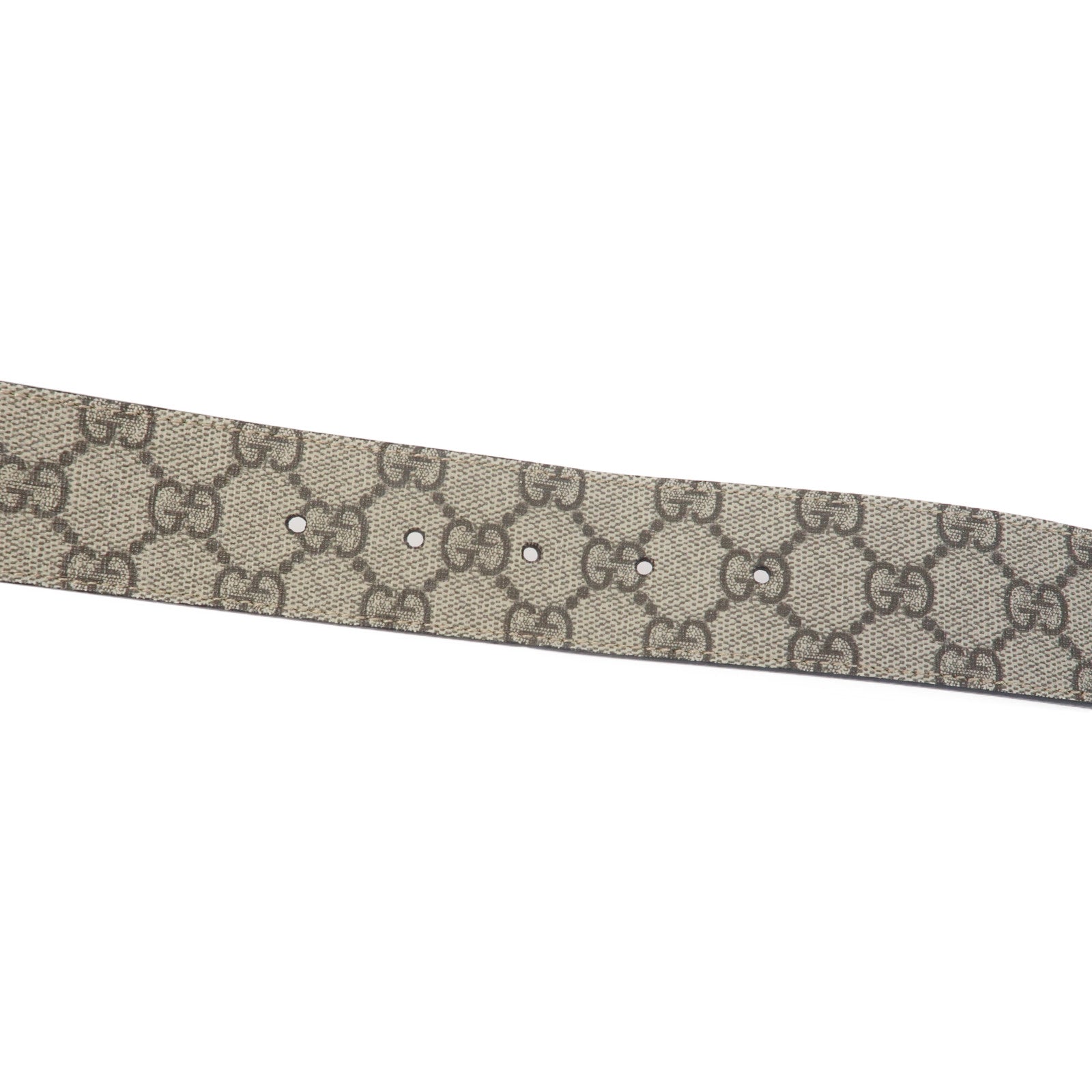GUCCI 塗層帆布GG Supreme Belt銀扣皮帶啡色