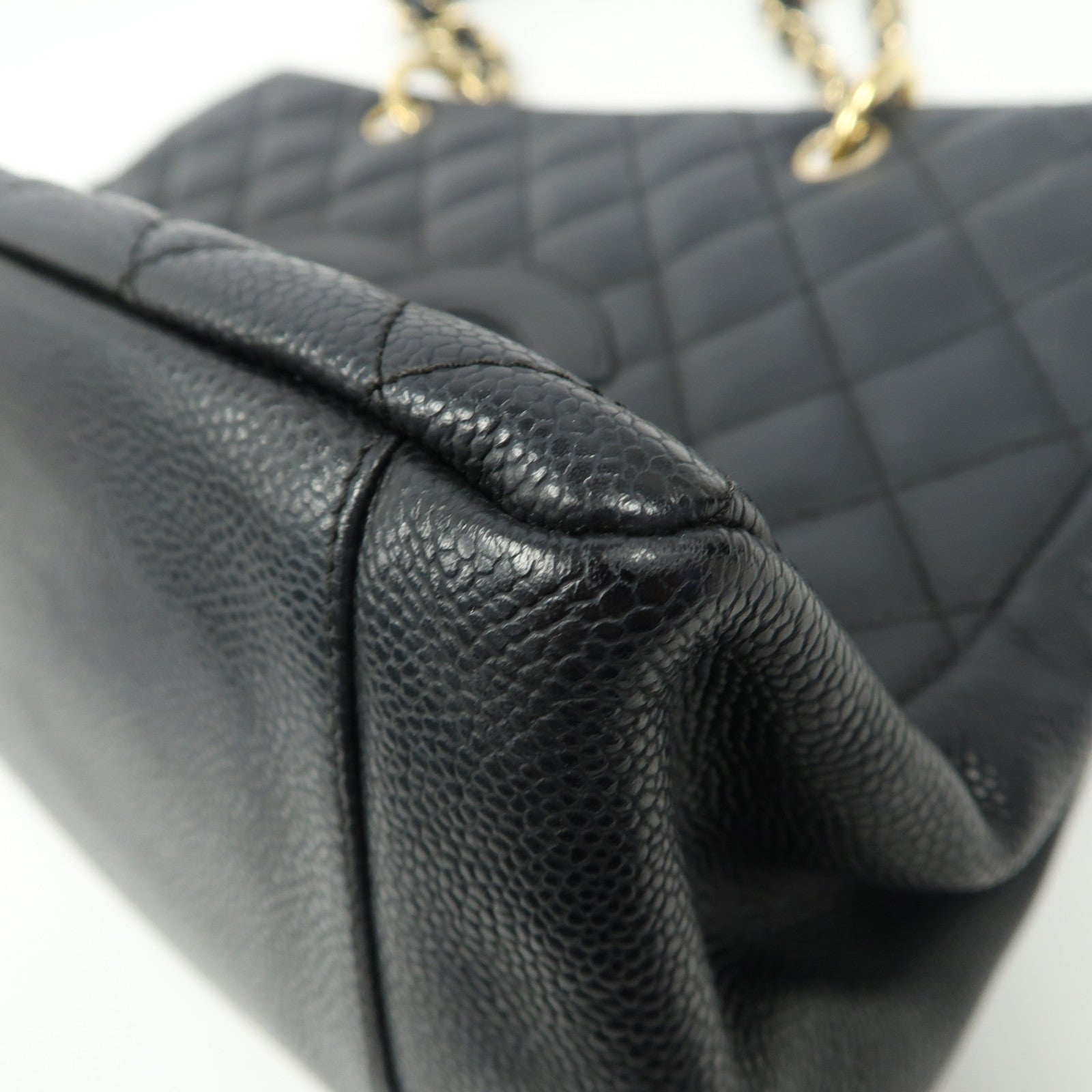 CHANEL 菱格牛皮皮革Grand Shopping Tote金扣肩背袋黑色