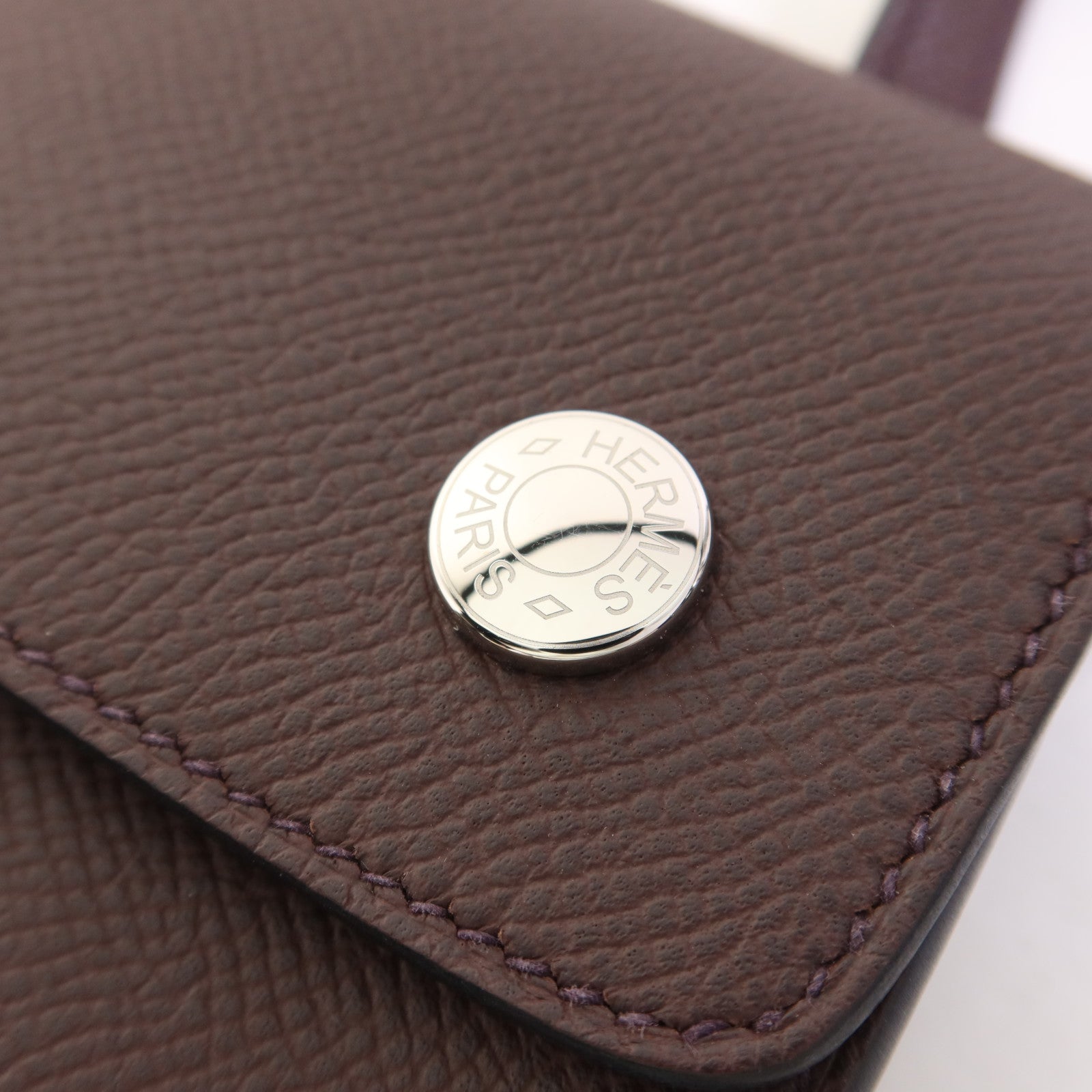 HERMES Epsom皮革Snap Wallet銀扣肩背袋Rouge Sellier