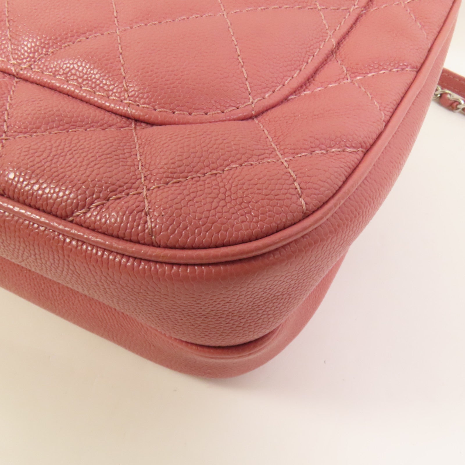 CHANEL 牛皮皮革Chain Shoulder銀扣鏈帶肩背袋