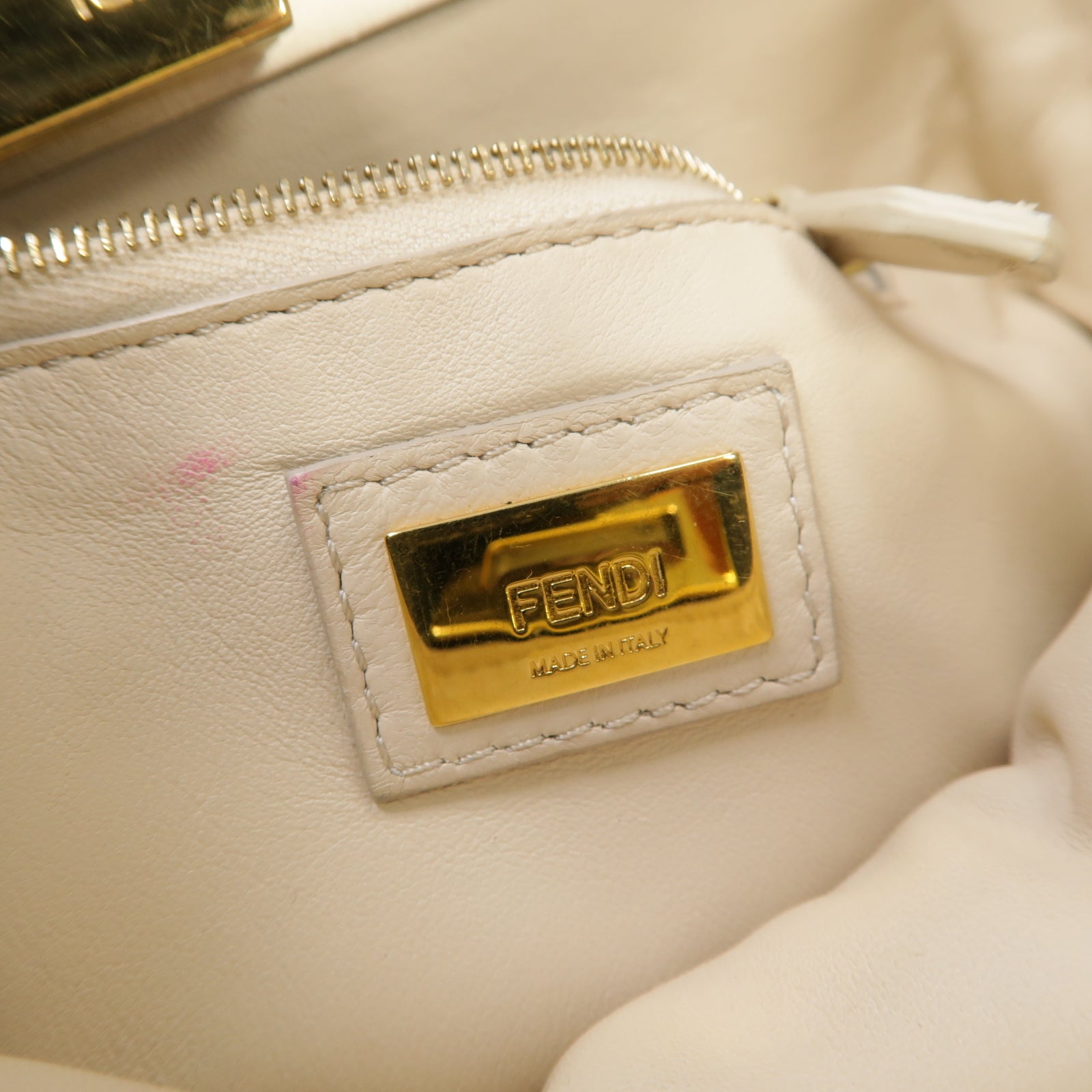 FENDI 【激減優惠】羊皮皮革Peekaboo Mini金扣手挽肩背兩用袋黑色