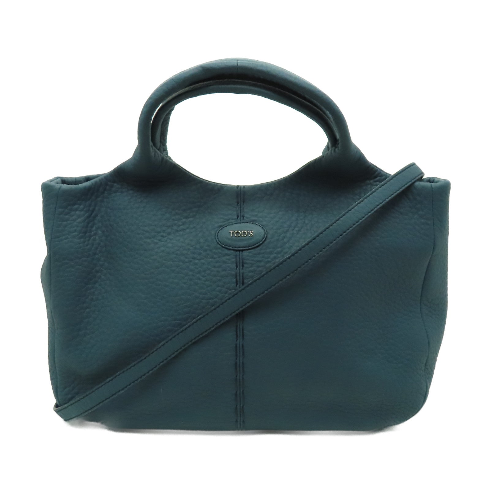 TOD’S 【清倉大減價】牛皮皮革2 Way Shoulder Bag銀扣手挽肩背兩用袋藍色