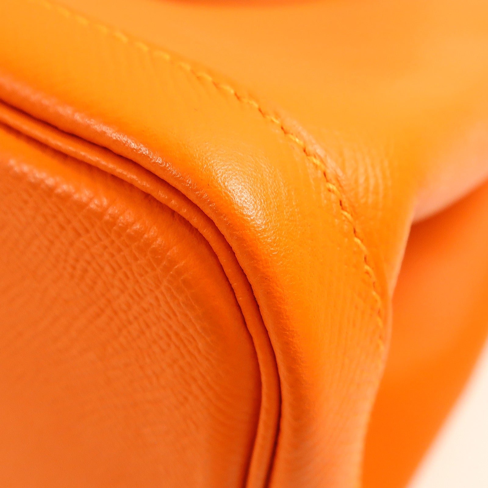 HERMES Epsom皮革Garden Party PM銀扣手挽袋Orange橙色