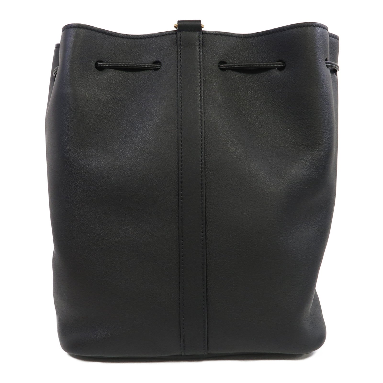 Miu Miu 牛皮皮革Bucket Bag金扣肩背袋黑色