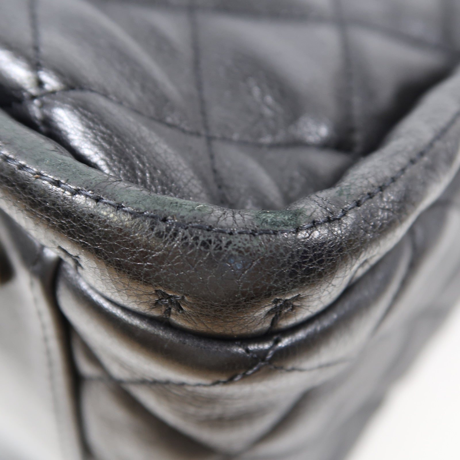 CHANEL 【激減優惠】菱格牛皮皮革Shoulder Bag銀扣鏈帶肩背袋黑色
