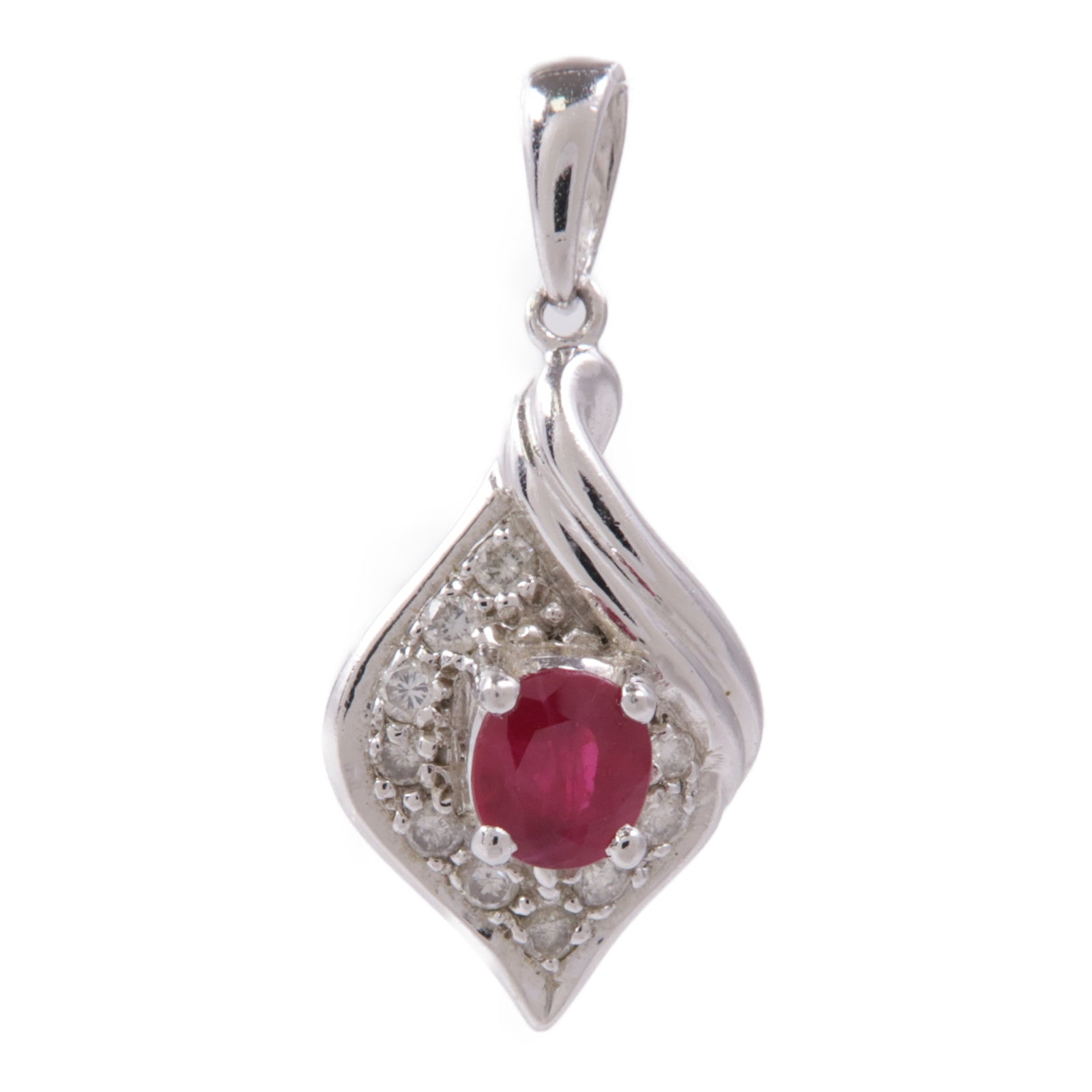 JEWELRY 【激減優惠】PT900鉑金Ruby/Diamond Pendant Top紅寶石/鑽石吊墜