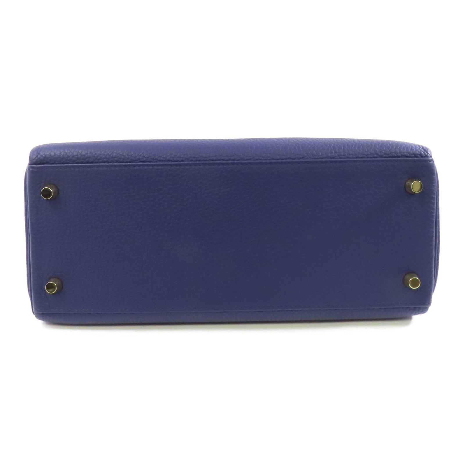 HERMES Togo皮革Kelly 28金扣手挽肩背兩用袋Blue Encre藍色