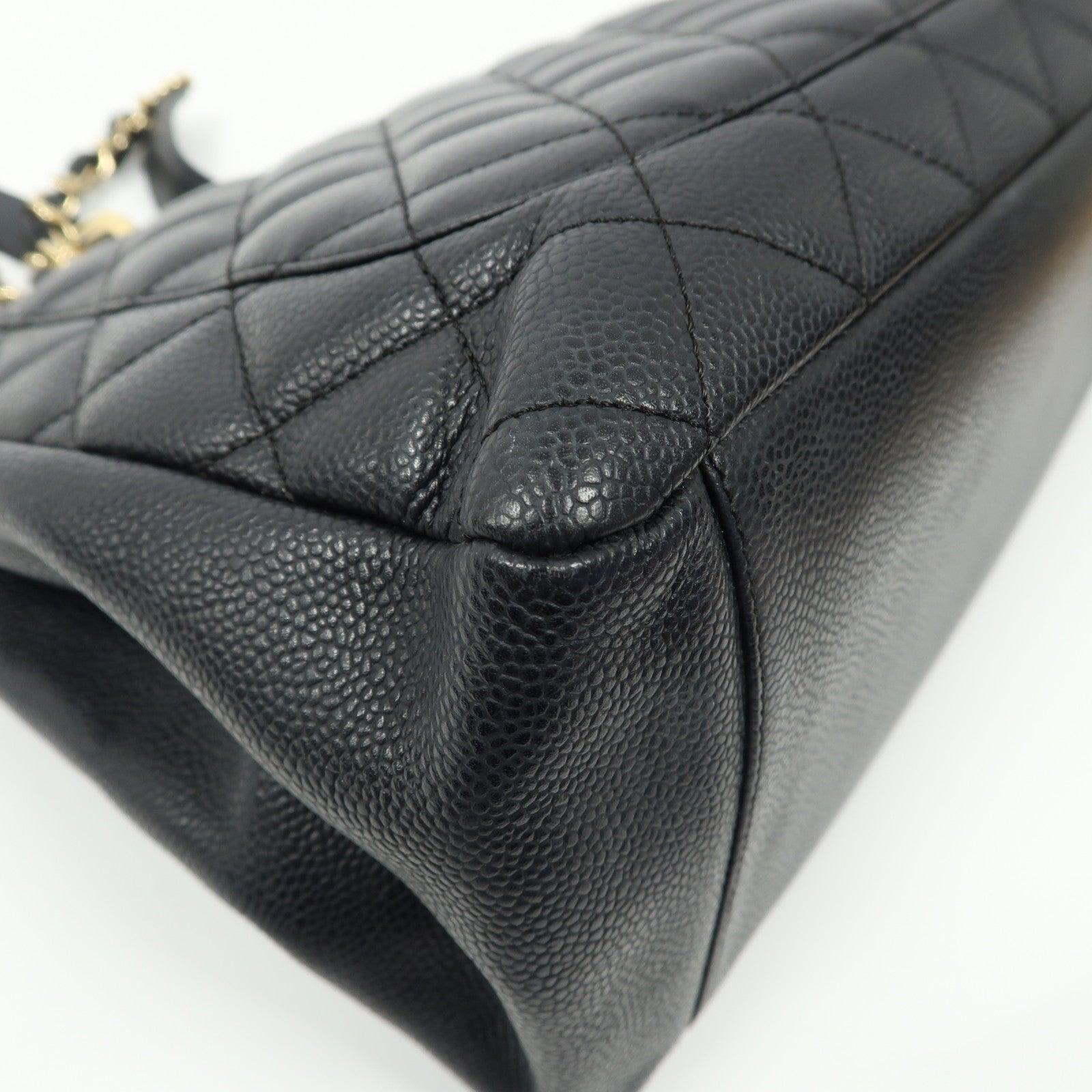 CHANEL 菱格牛皮皮革Grand Shopping Tote金扣肩背袋黑色