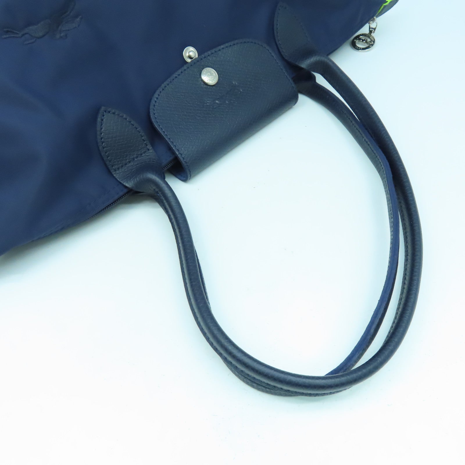 Longchamp 【激減優惠】尼龍/皮革Tote Bag銀扣手挽袋深藍色