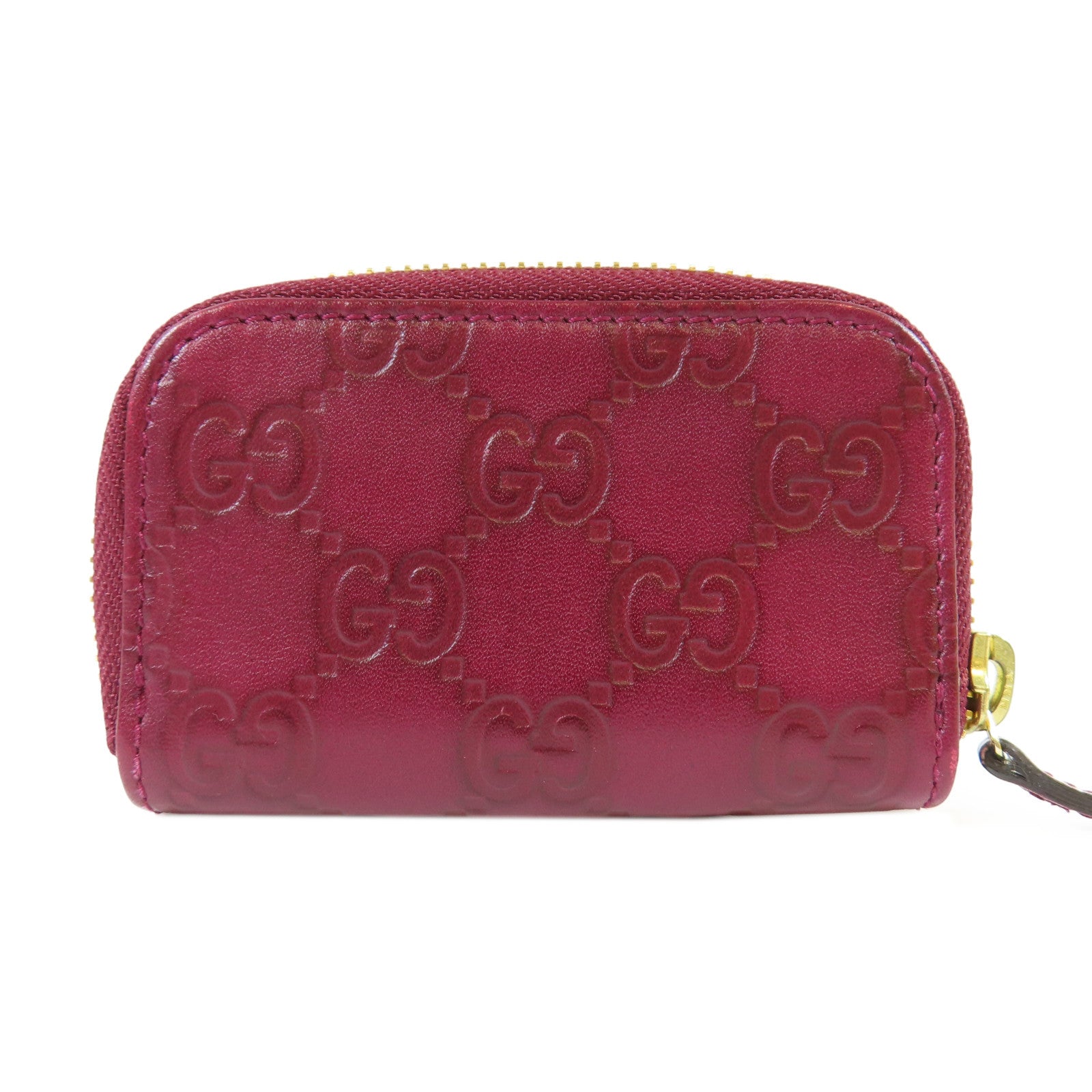 GUCCI 【激減優惠】皮革Coin Case金扣零錢包紫紅色