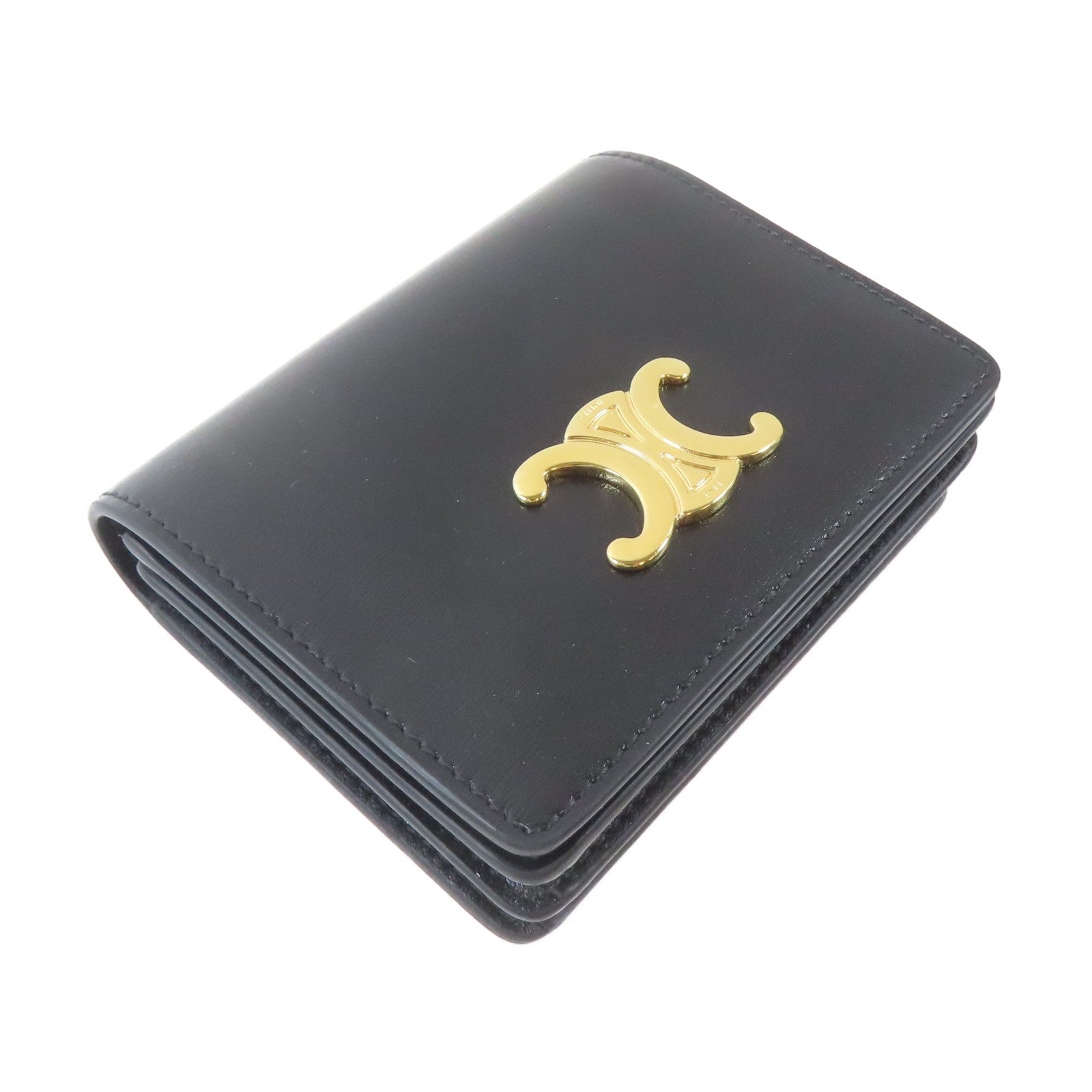 CELINE 牛皮皮革Card Case金扣卡片套黑色