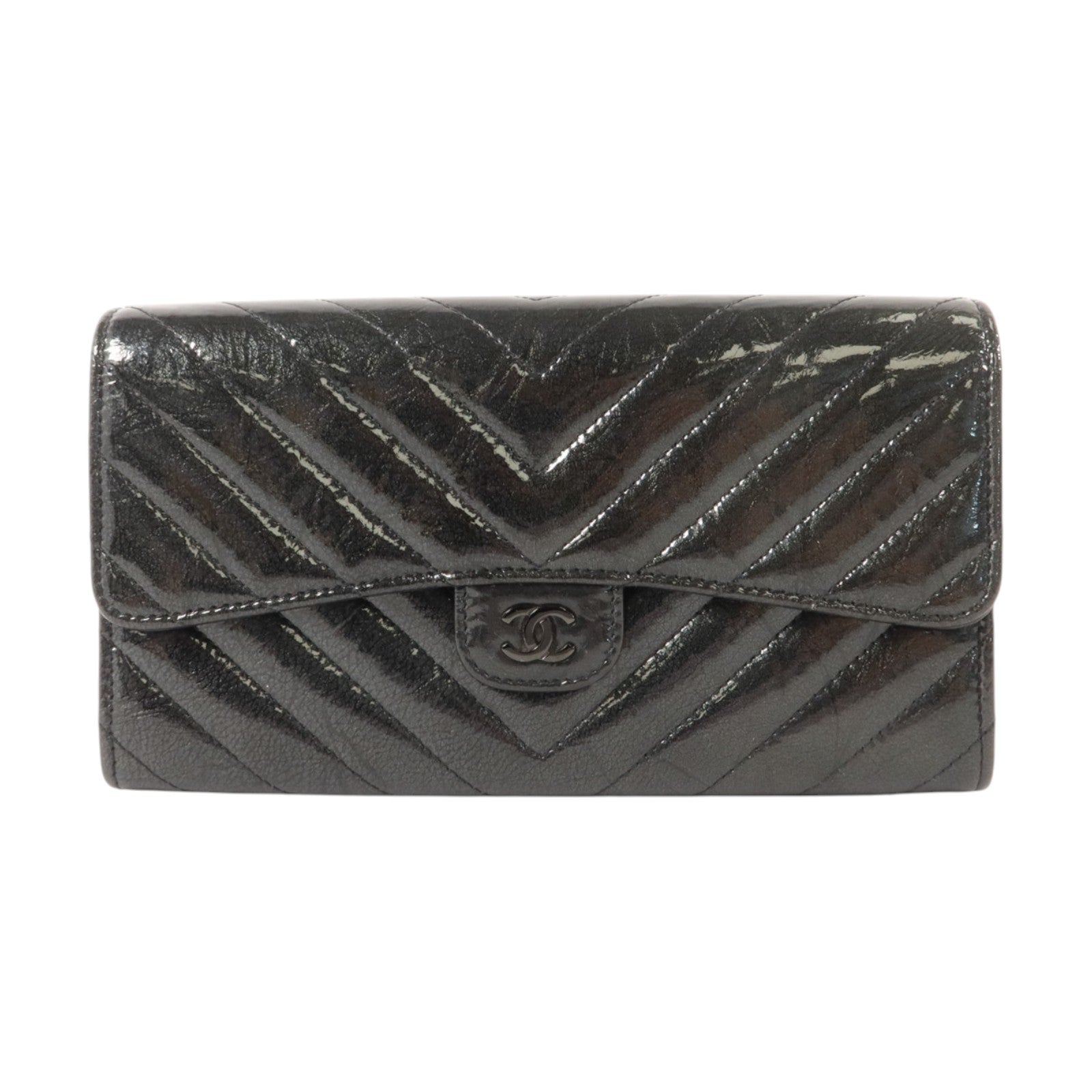 CHANEL 漆皮皮革Classic Flap Long Wallet長錢包
