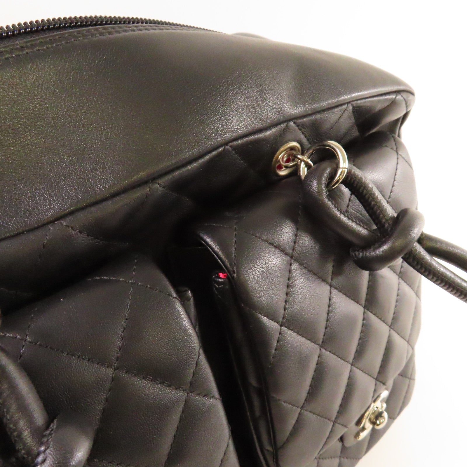 CHANEL 菱格牛皮皮革Cambon Shoulder Bag銀扣肩背袋黑色