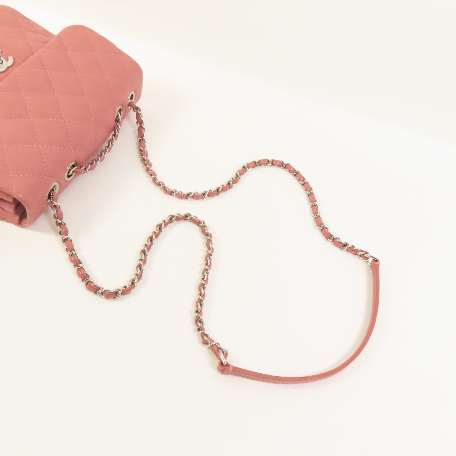 CHANEL 牛皮皮革Chain Shoulder銀扣鏈帶肩背袋