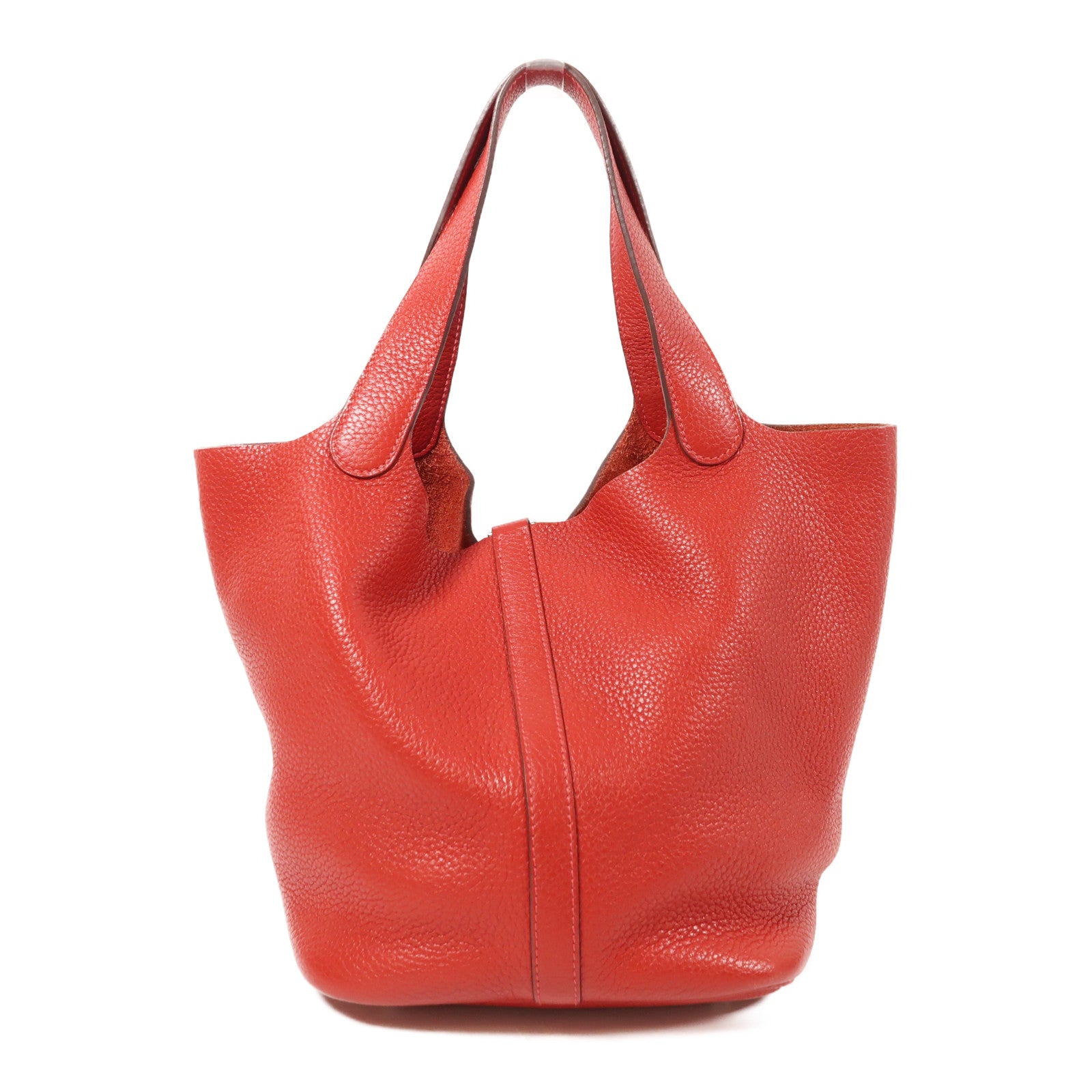 HERMES Clemence皮革Picotin MM銀扣手挽袋Red