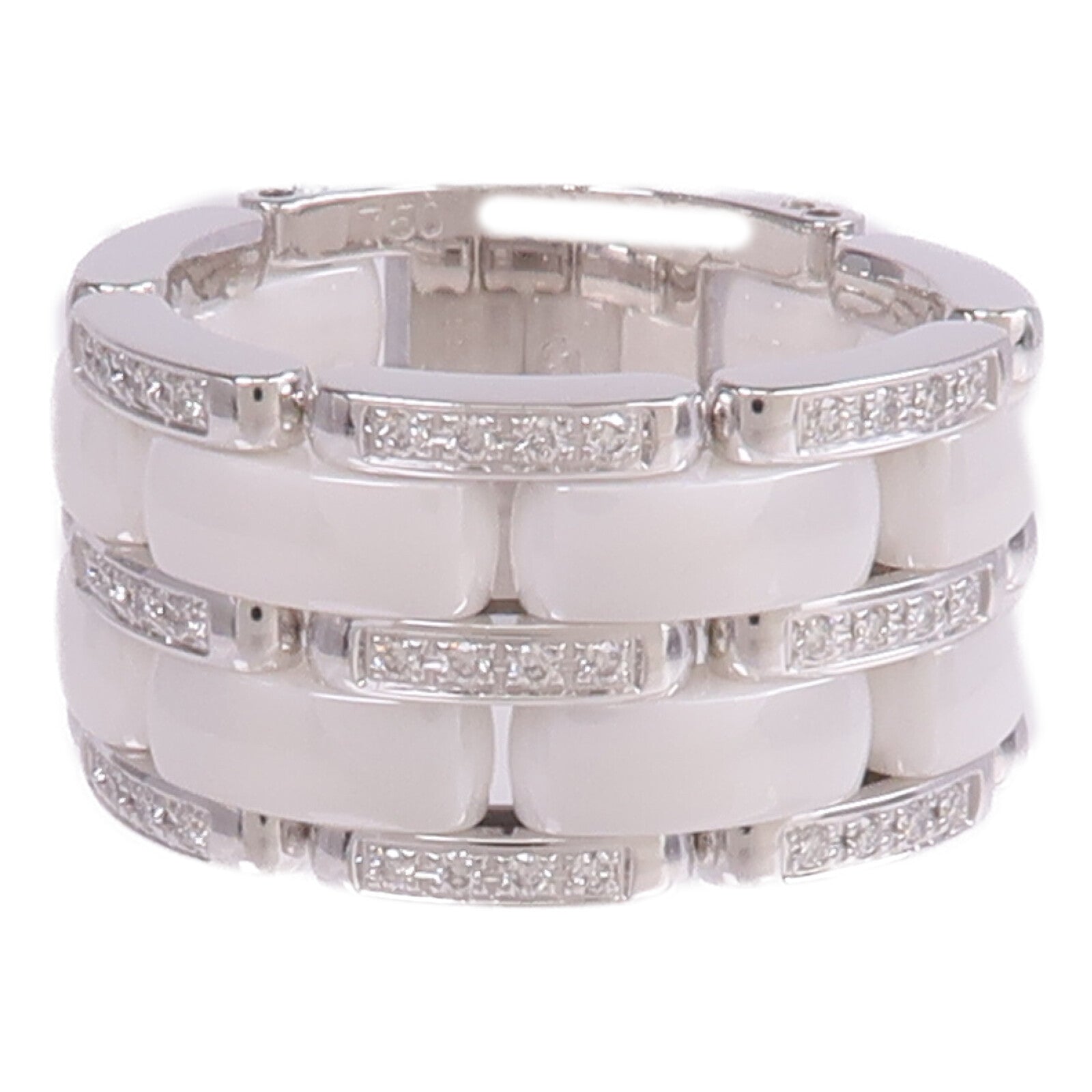 CHANEL 18K白金/陶瓷Ultra Diamond Ring鑽石戒指US#8