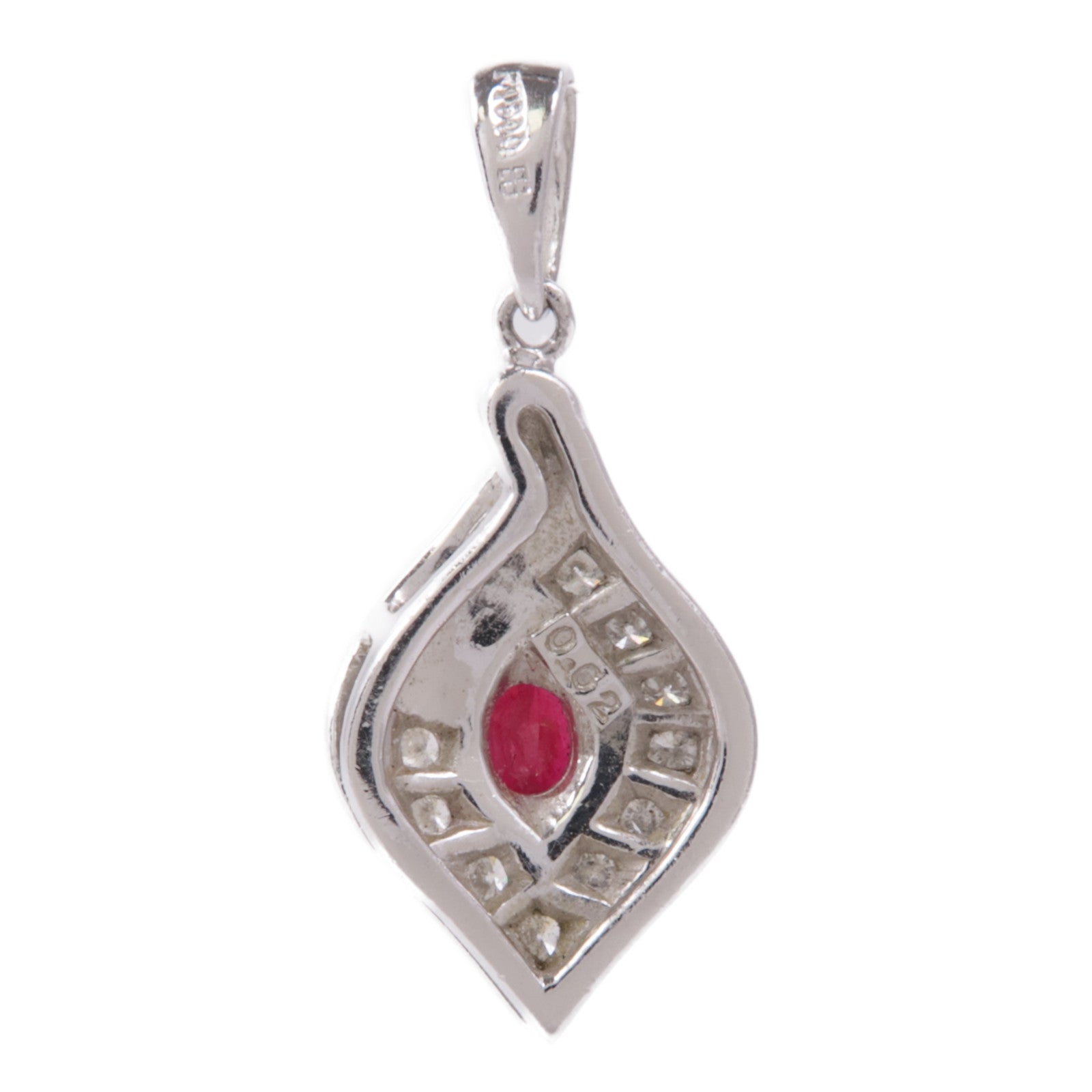 JEWELRY 【激減優惠】PT900鉑金Ruby/Diamond Pendant Top紅寶石/鑽石吊墜