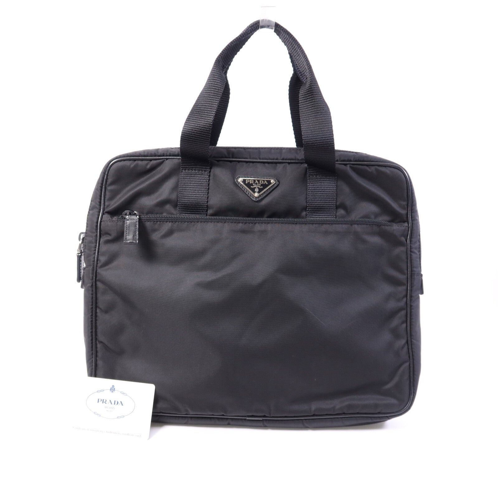 PRADA 尼龍Tessuto Convertible Business Bag銀扣公事包