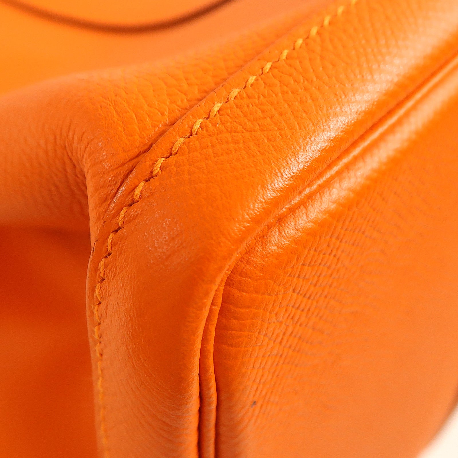 HERMES Epsom皮革Garden Party PM銀扣手挽袋Orange橙色