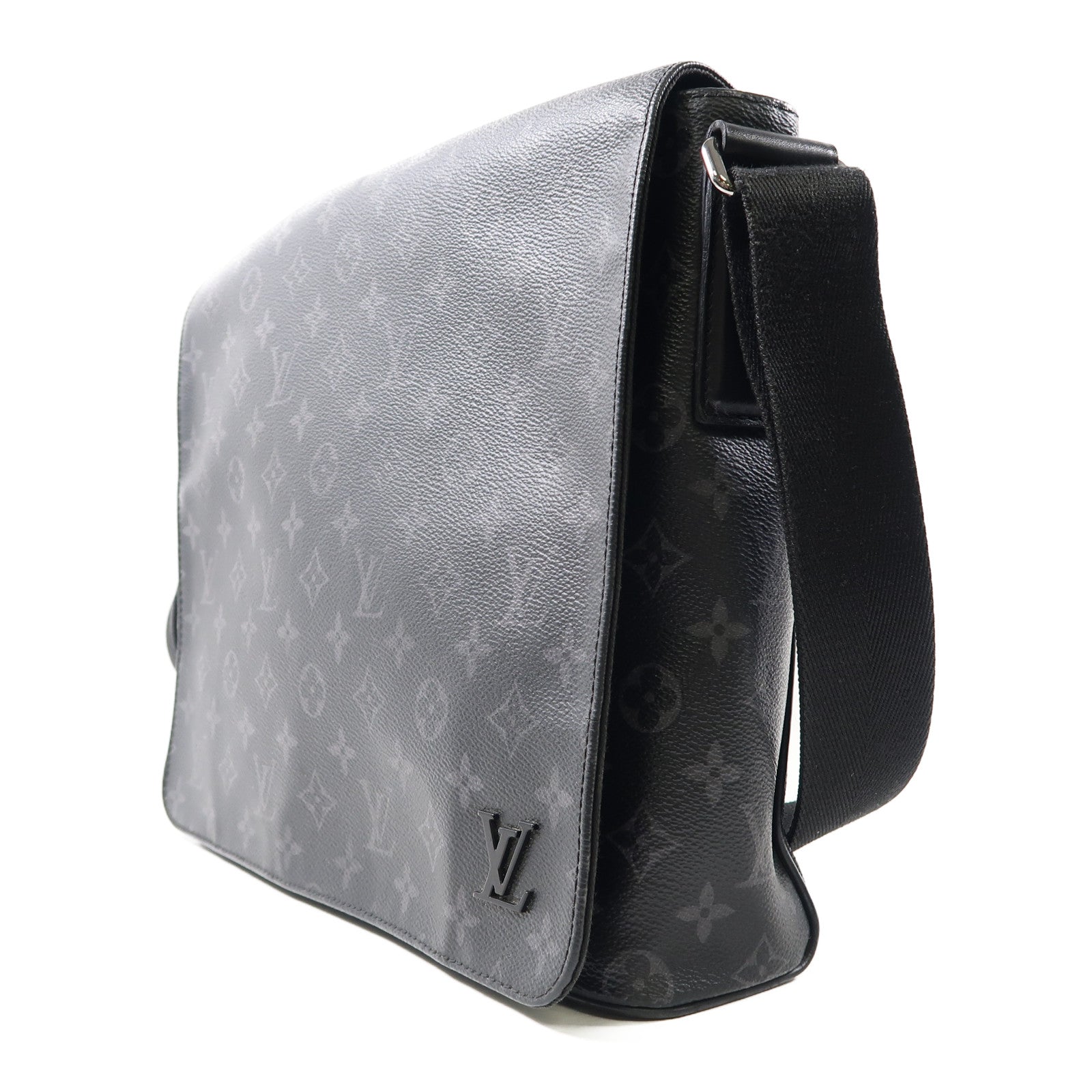 LOUIS VUITTON Monogram Eclipse District銀扣肩背袋黑色