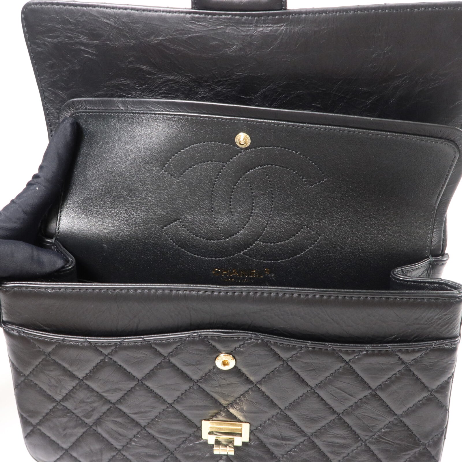 CHANEL 牛皮皮革2.55 Medium鏈帶肩背袋