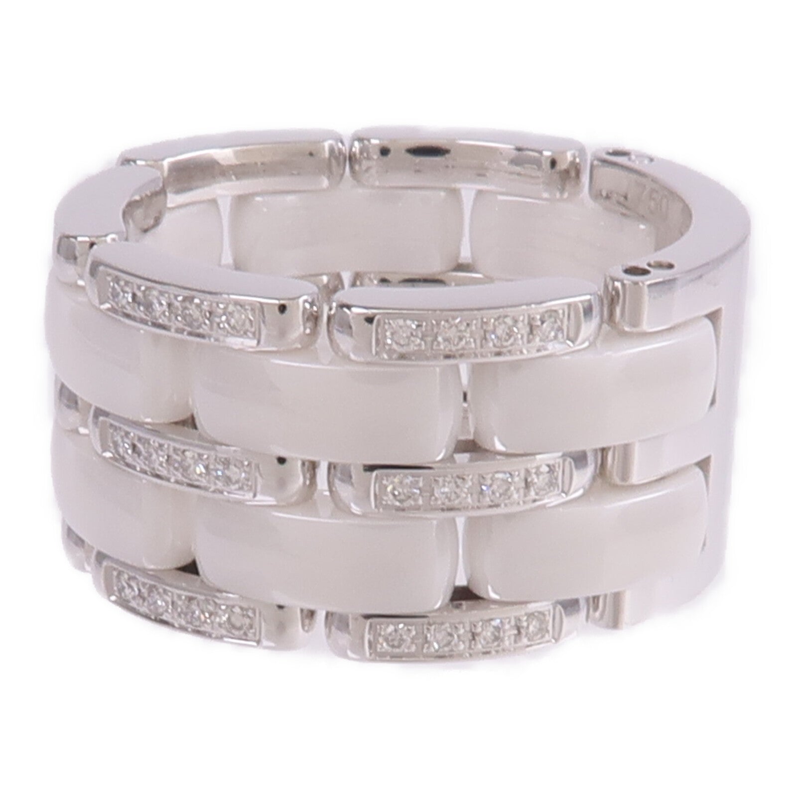 CHANEL 18K白金/陶瓷Ultra Diamond Ring鑽石戒指US#8