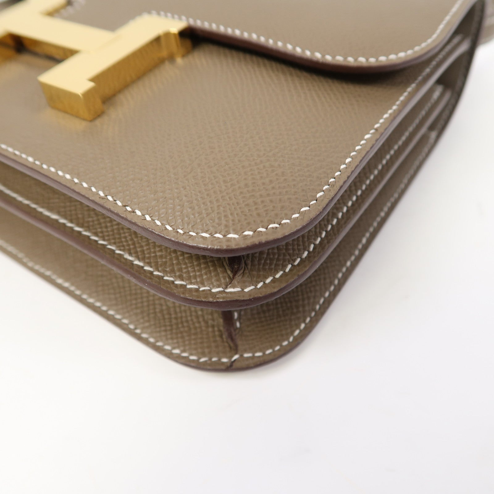 HERMES Epsom皮革Constance Mini金扣肩背袋大象灰色