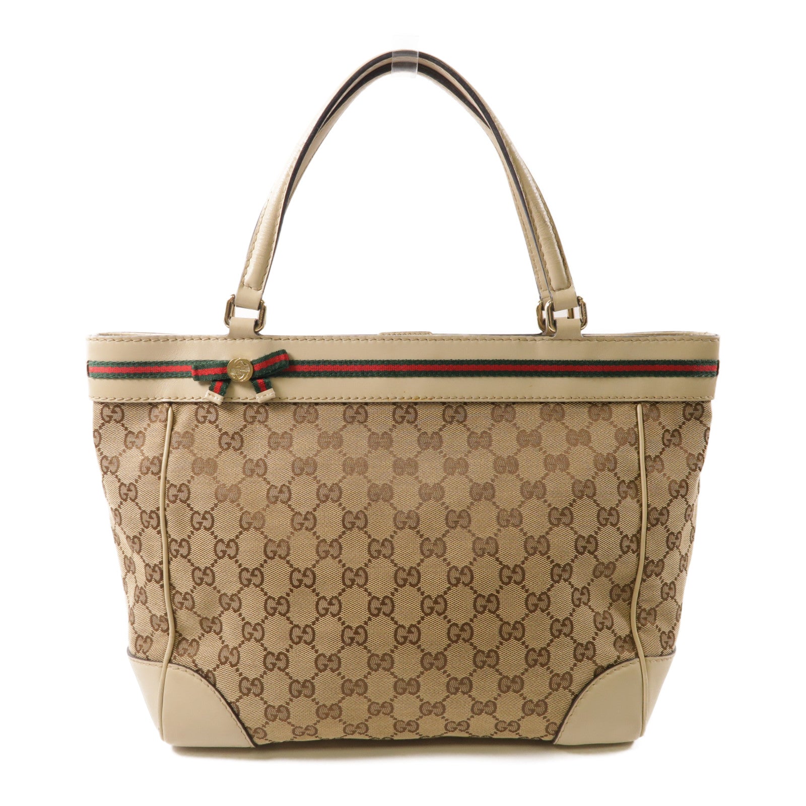 GUCCI GG GHW Tote Bag Canvas Beige