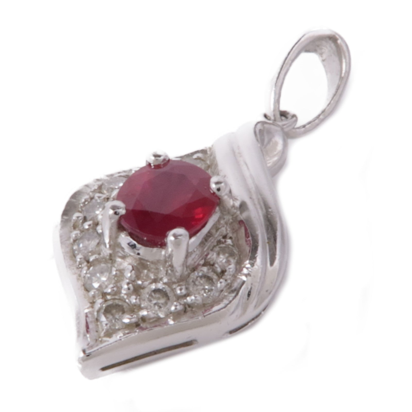 JEWELRY 【激減優惠】PT900鉑金Ruby/Diamond Pendant Top紅寶石/鑽石吊墜