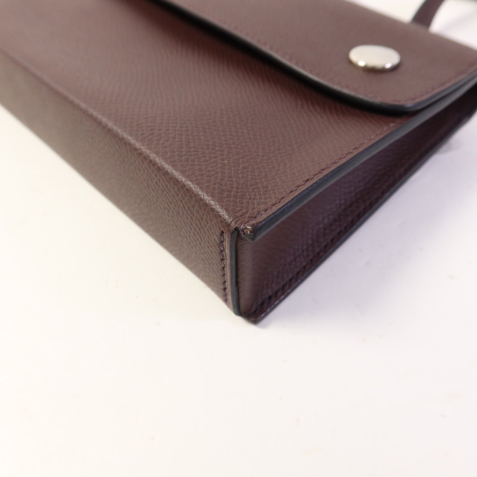 HERMES Epsom皮革Snap Wallet銀扣肩背袋Rouge Sellier