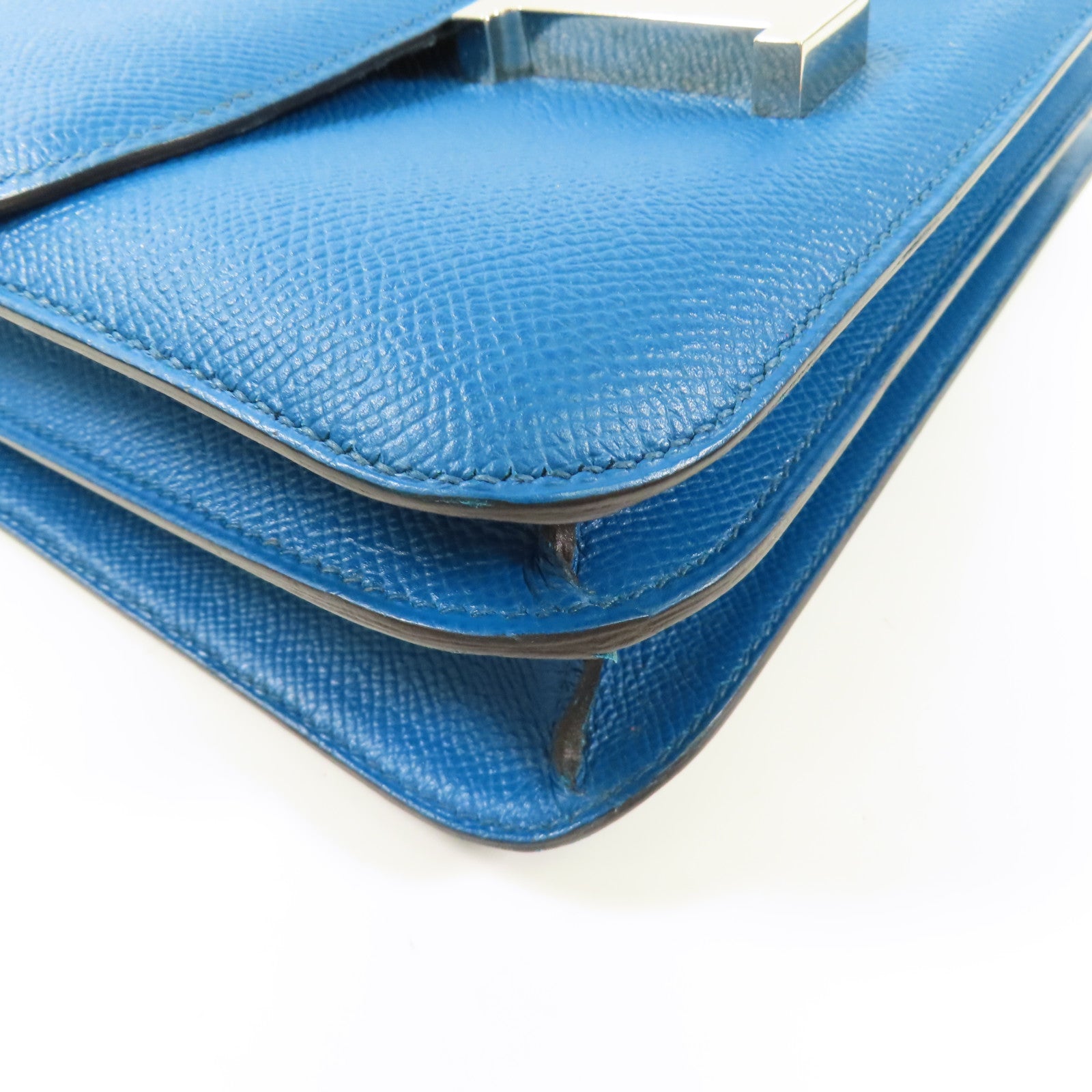 HERMES PHW Constance 24 Shoulder Bag Veau Epsom Leather Stamp R 1P Colvert Blue