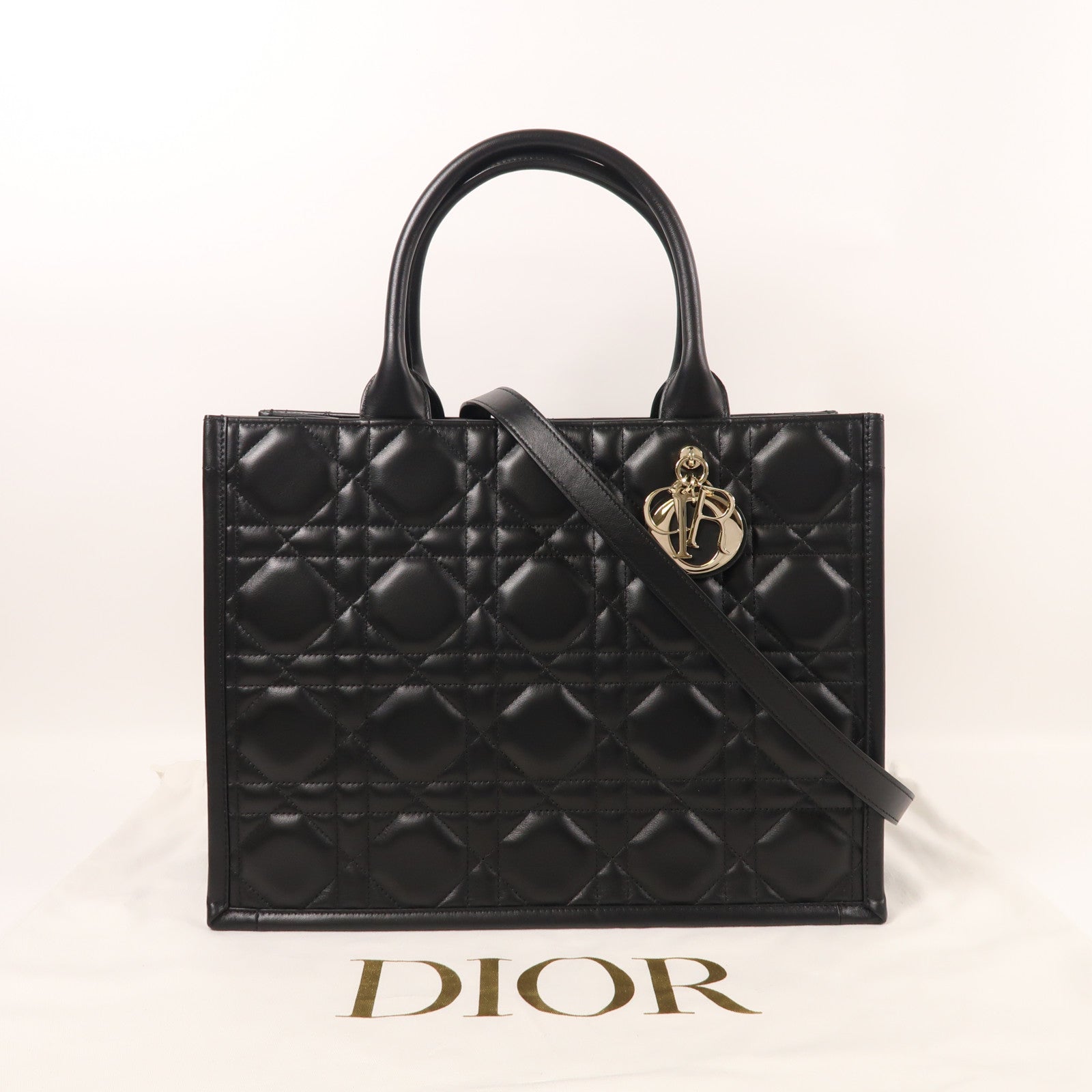 Dior 牛皮皮革Book Tote Medium金扣手挽肩背兩用袋