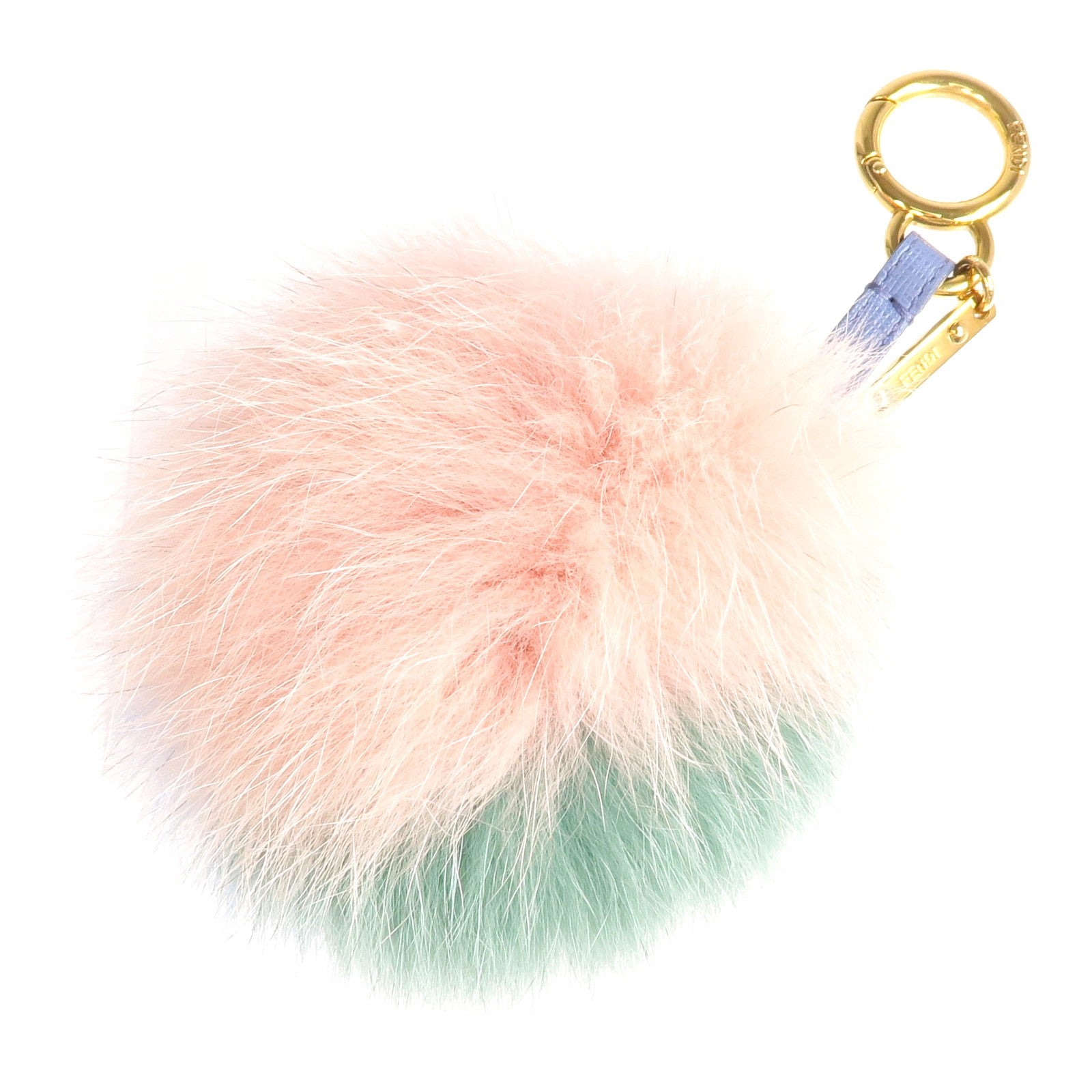 FENDI 【激減優惠】牛皮皮革/狐狸皮毛Pom Pom Key Ring Charm掛飾/鎖匙扣