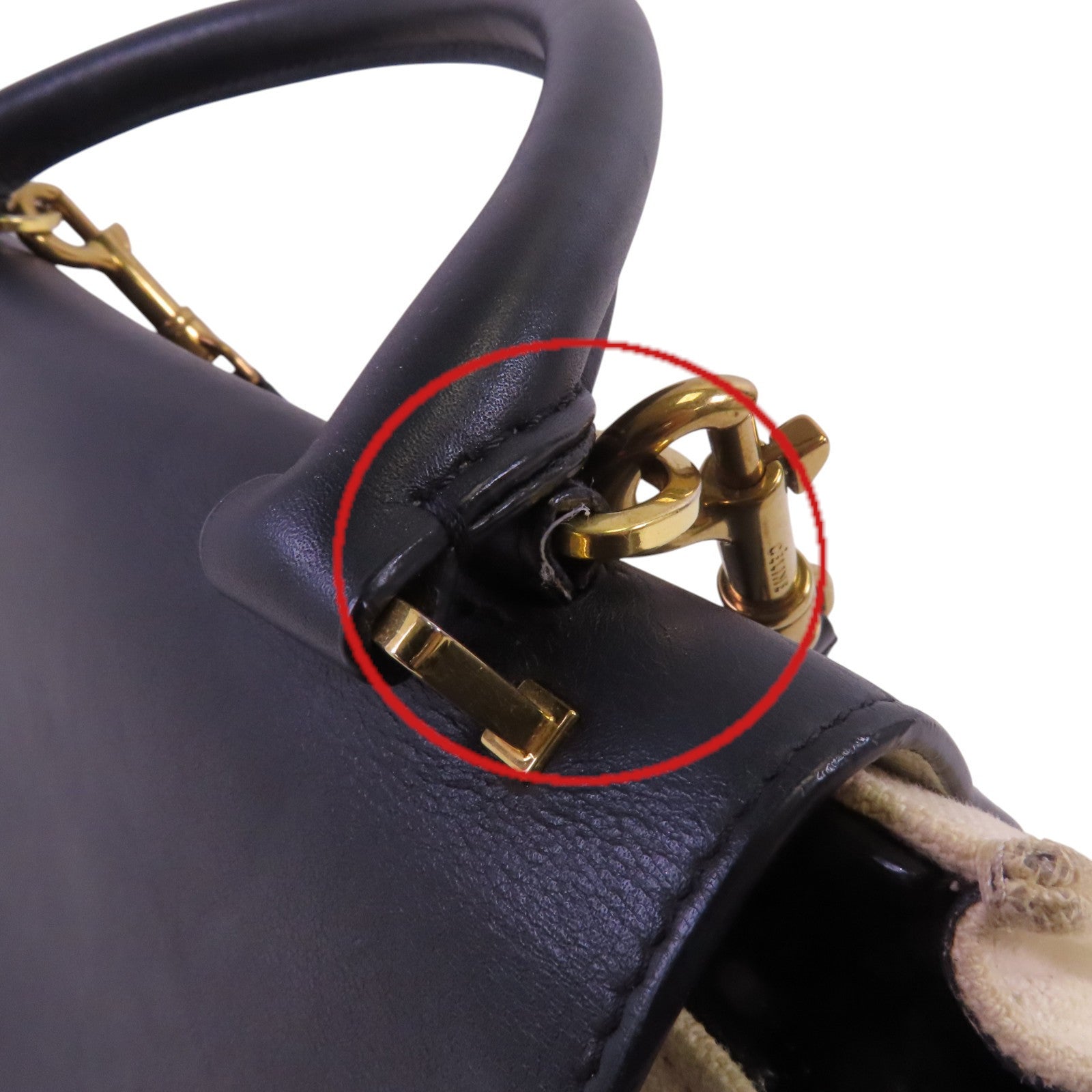 CELINE 帆布/牛皮皮革Trapeze金扣手挽肩背兩用袋