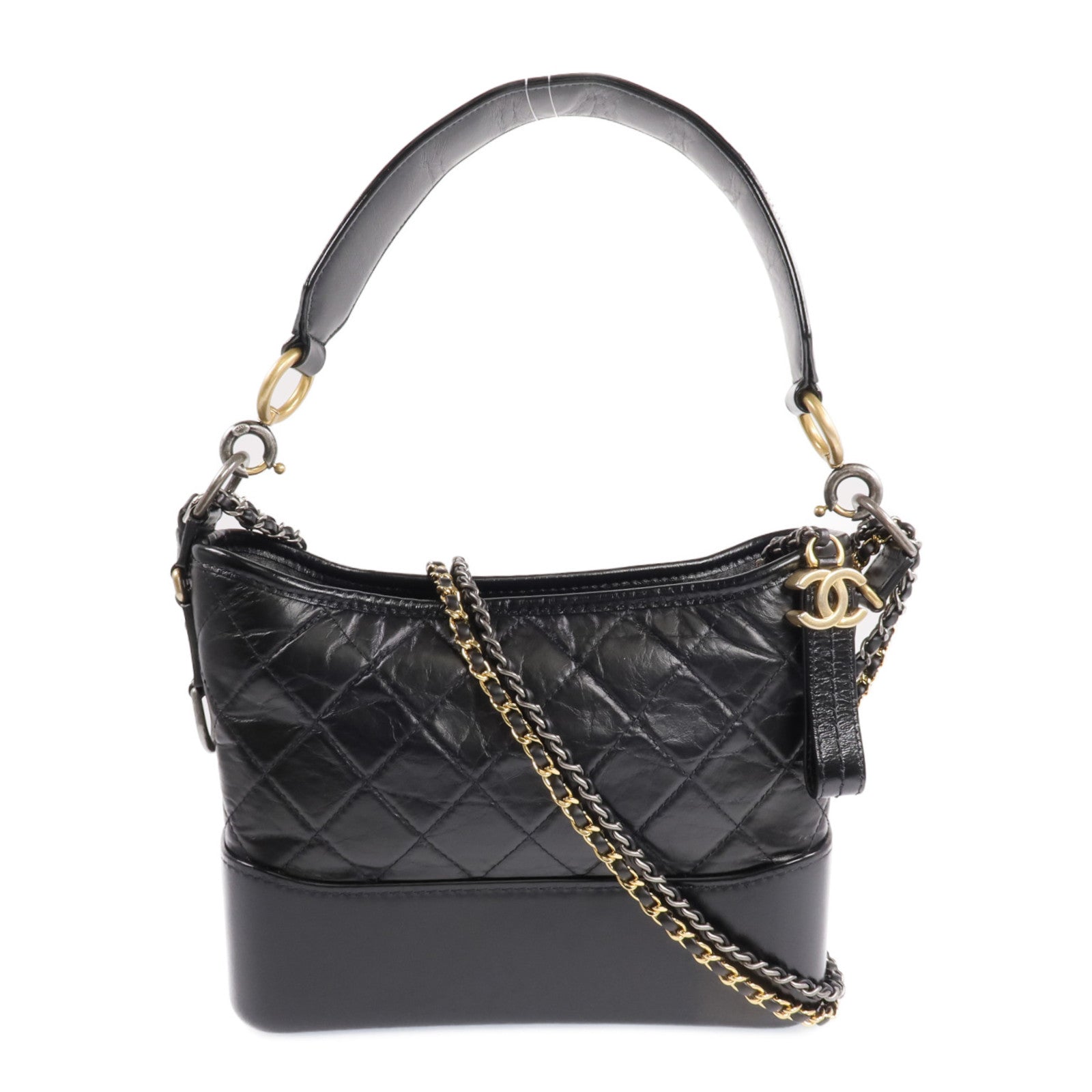 CHANEL 牛皮皮革Gabrielle Medium鏈帶肩背袋