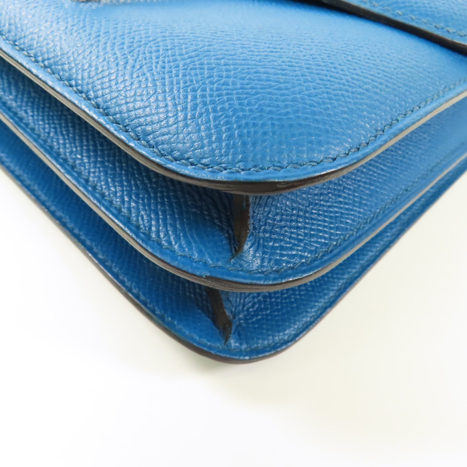 HERMES PHW Constance 24 Shoulder Bag Veau Epsom Leather Stamp R 1P Colvert Blue