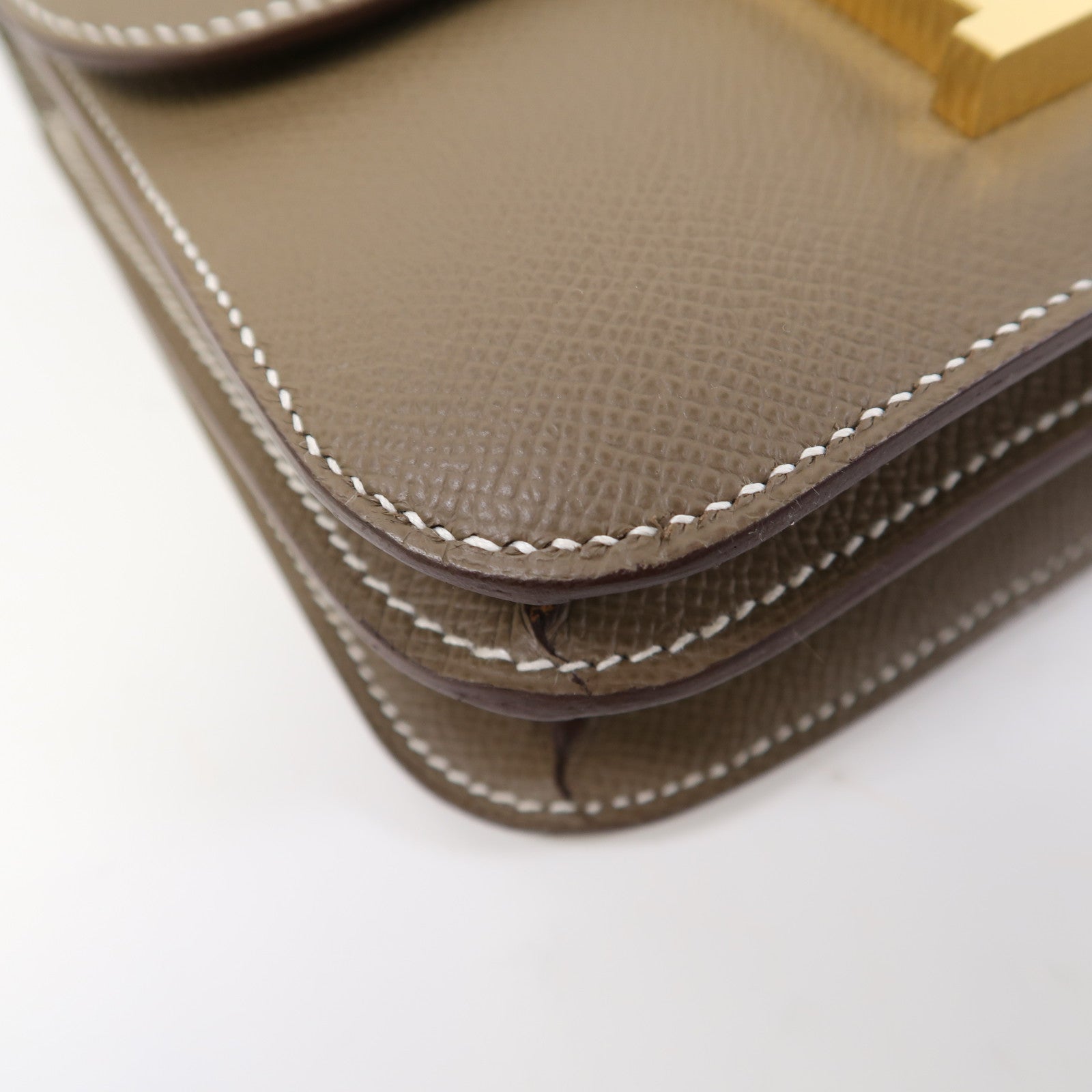 HERMES Epsom皮革Constance Mini金扣肩背袋大象灰色