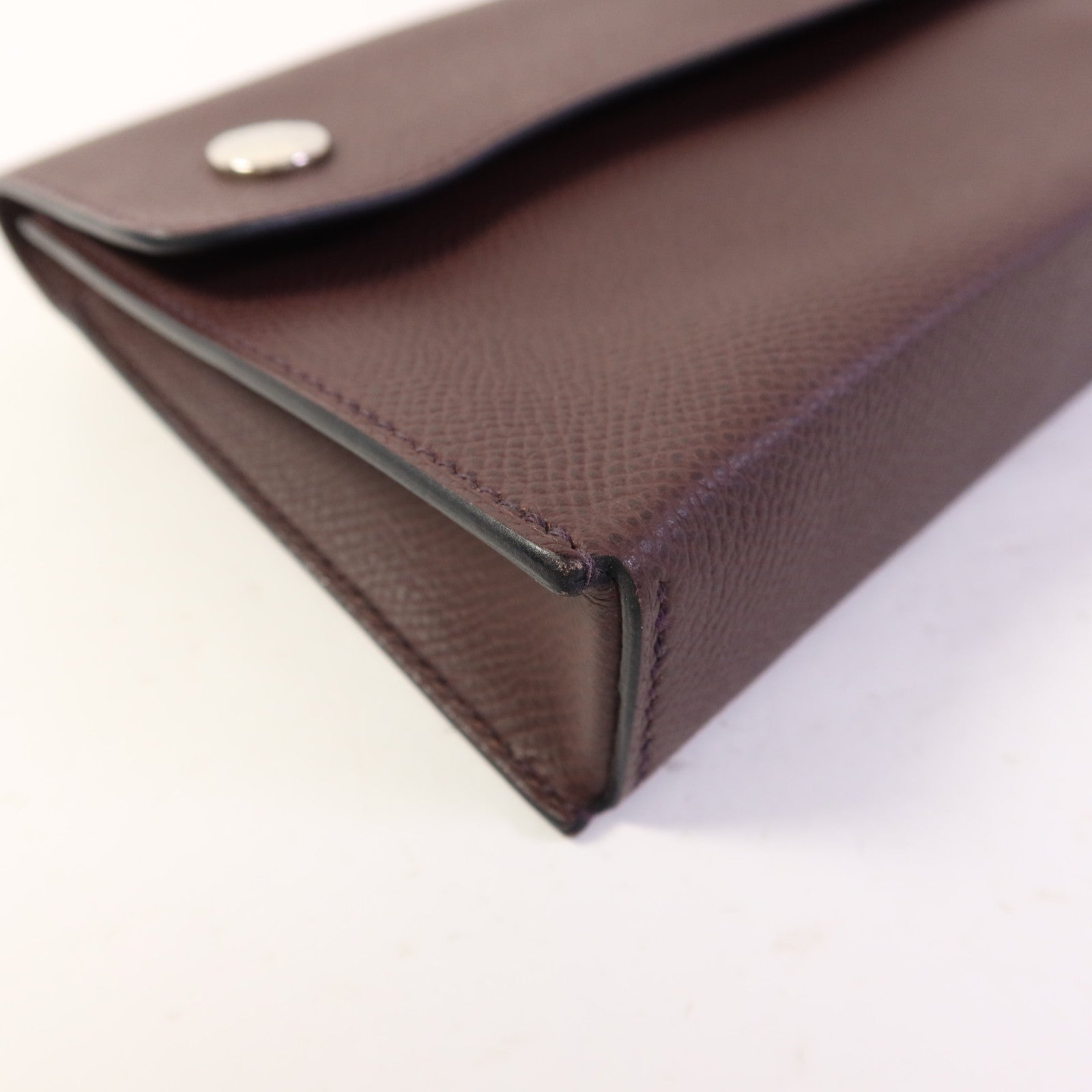 HERMES Epsom皮革Snap Wallet銀扣肩背袋Rouge Sellier