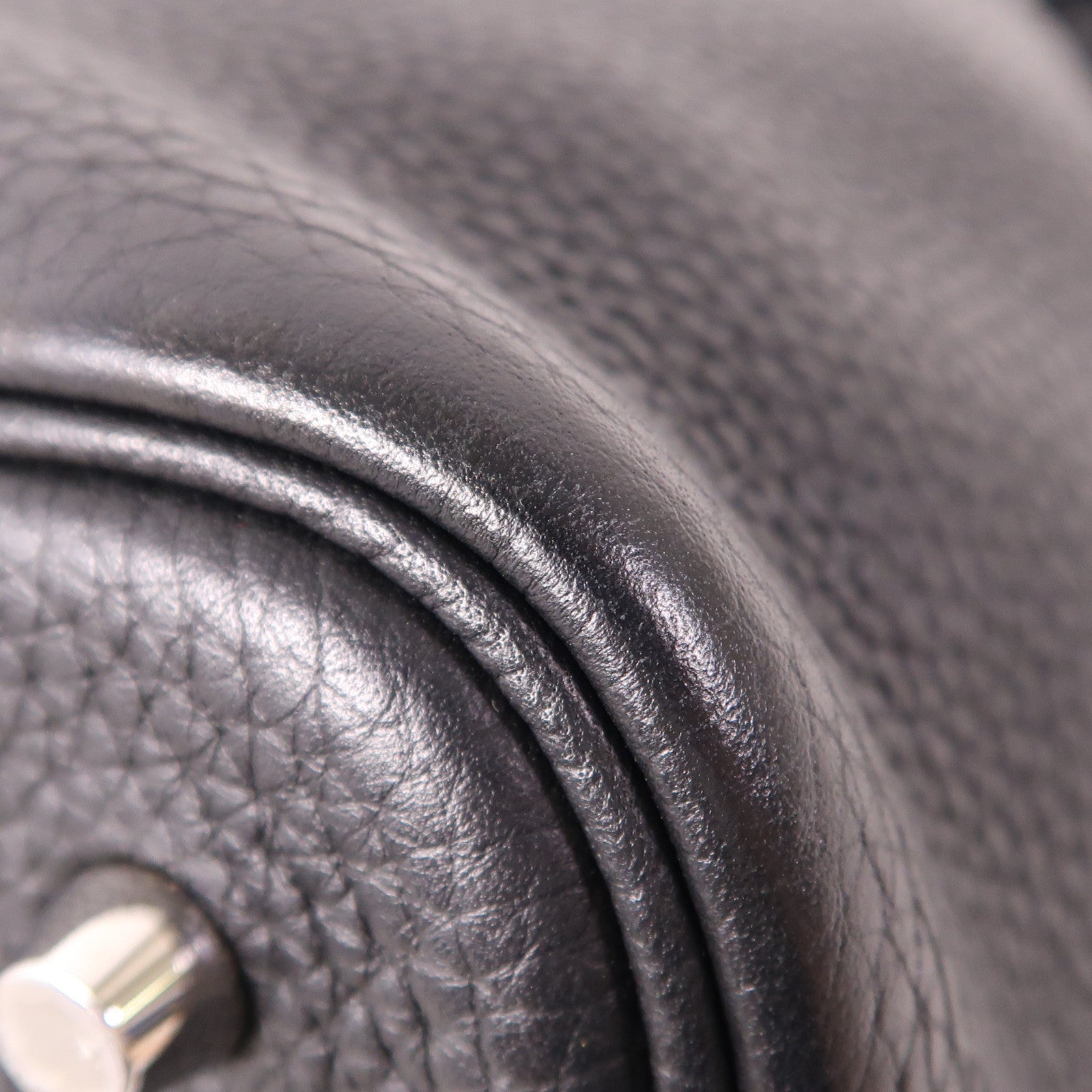 HERMES Clemence皮革Picotin MM銀扣手挽袋Noir