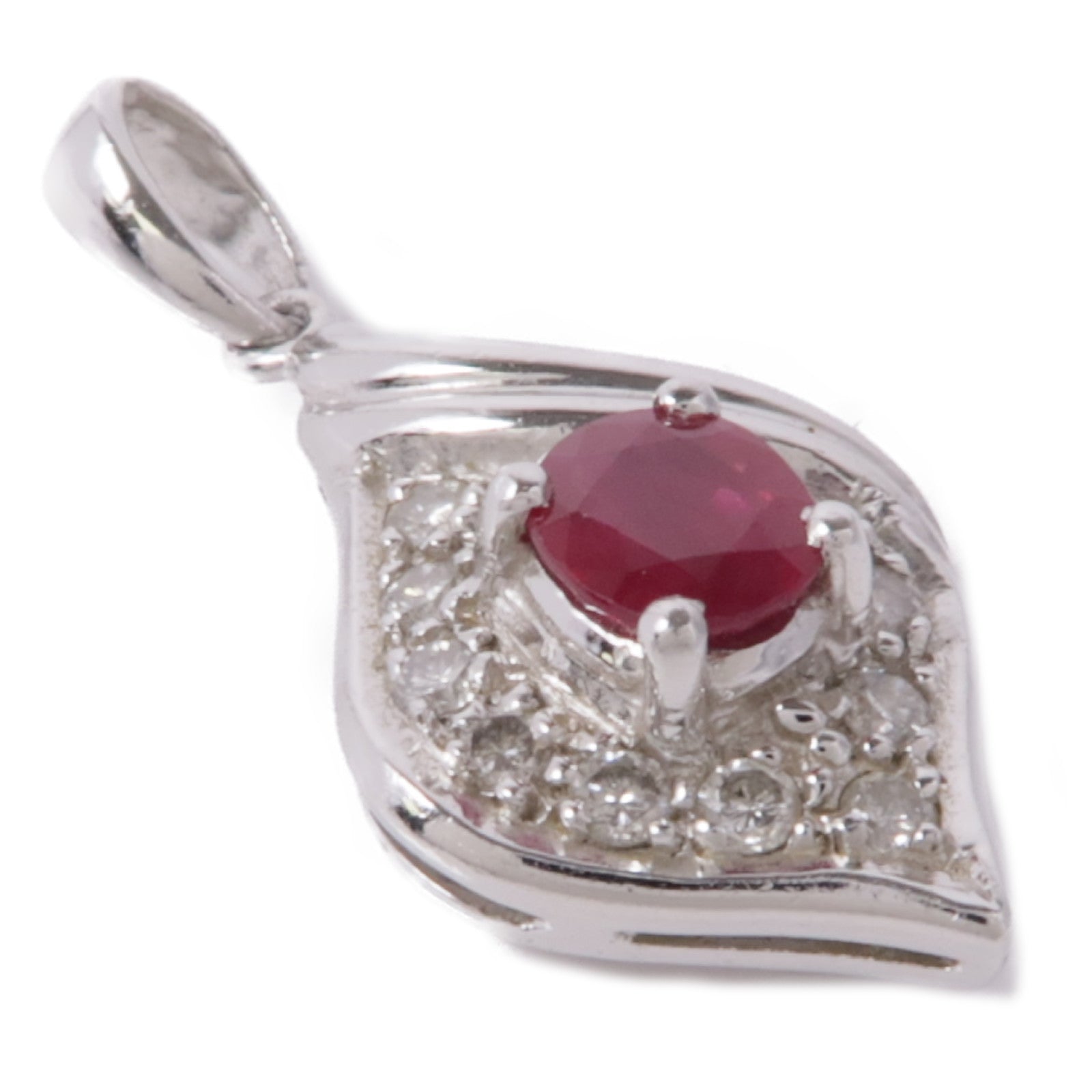 JEWELRY 【激減優惠】PT900鉑金Ruby/Diamond Pendant Top紅寶石/鑽石吊墜