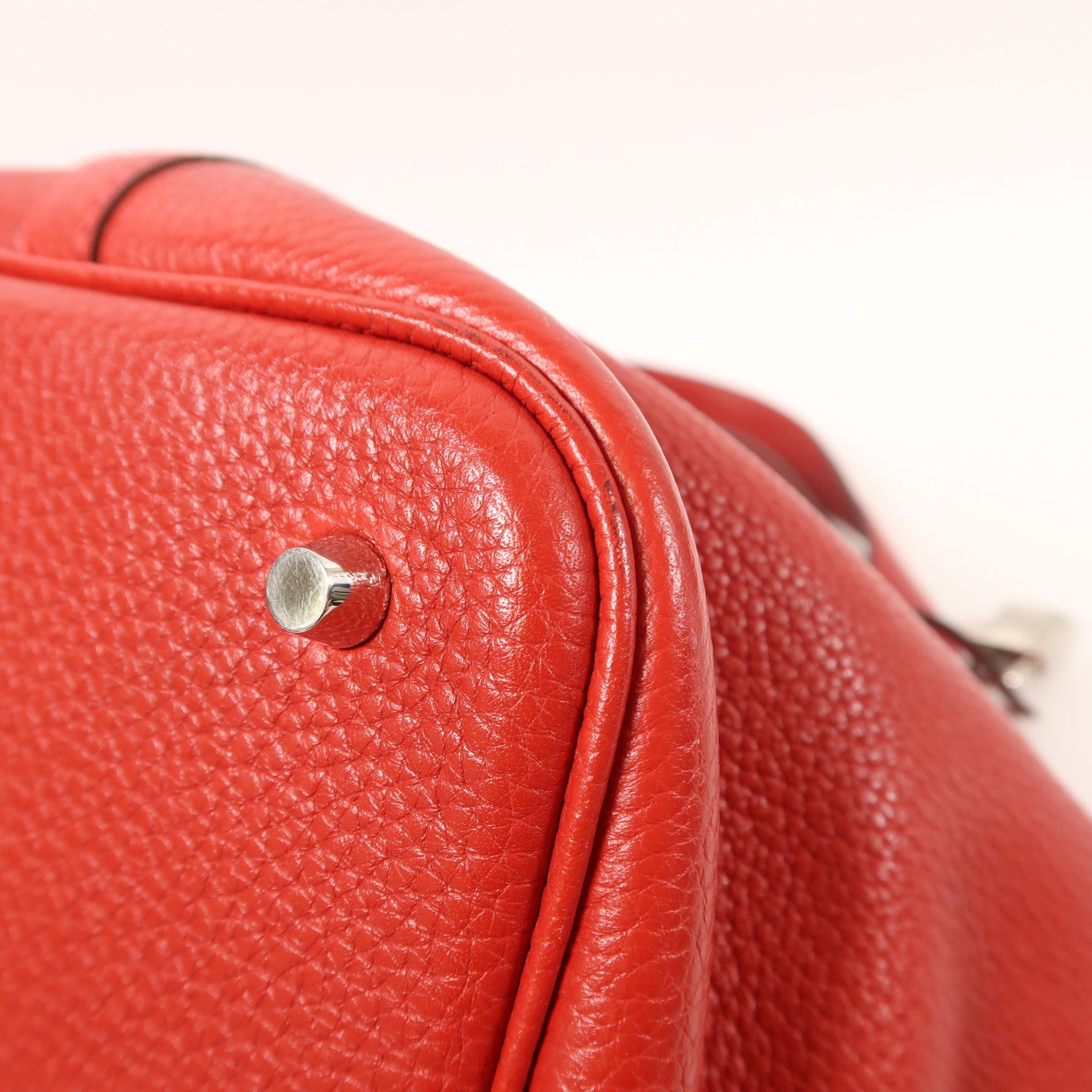 HERMES Clemence皮革Picotin MM銀扣手挽袋Red