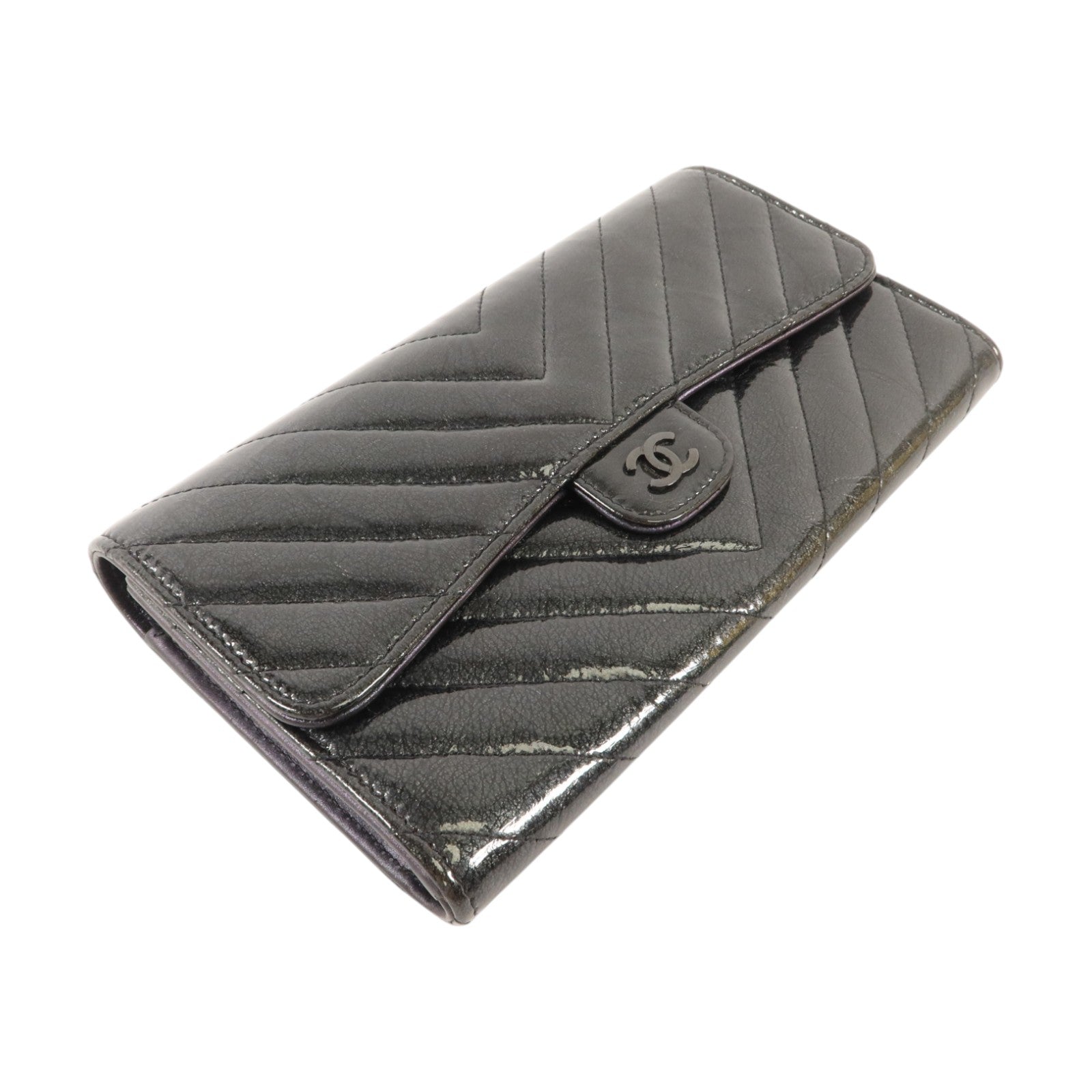 CHANEL 漆皮皮革Classic Flap Long Wallet長錢包