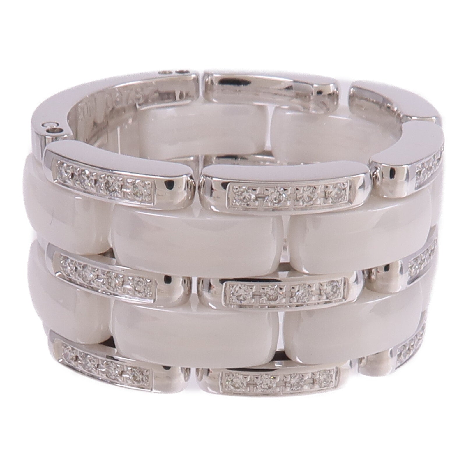CHANEL 18K白金/陶瓷Ultra Diamond Ring鑽石戒指US#8