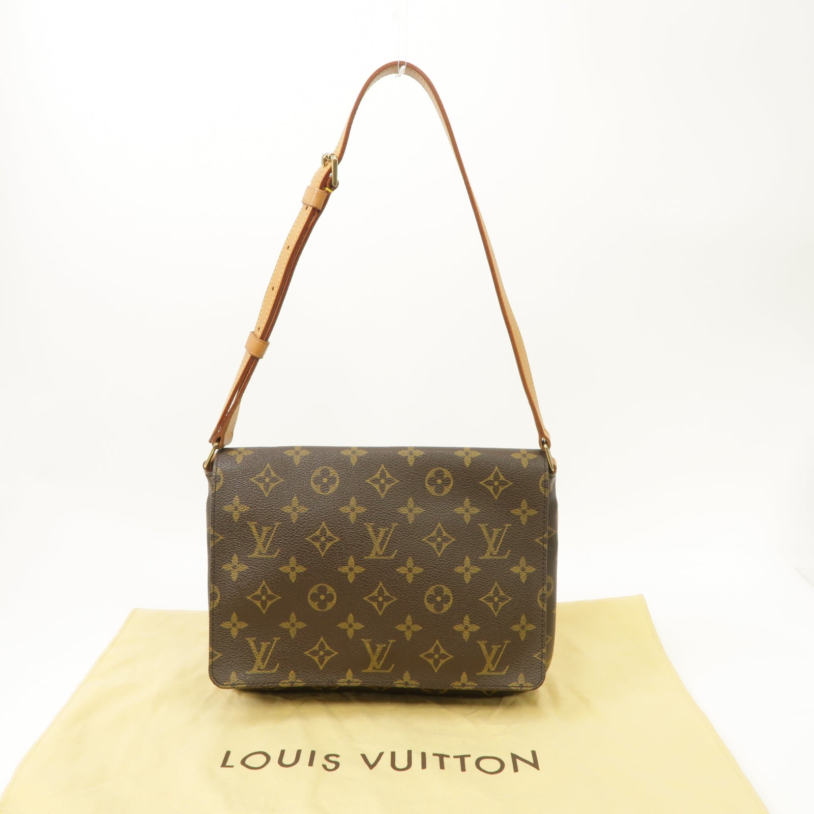 LOUIS VUITTON Monogram Musette Tango金扣肩背袋啡色