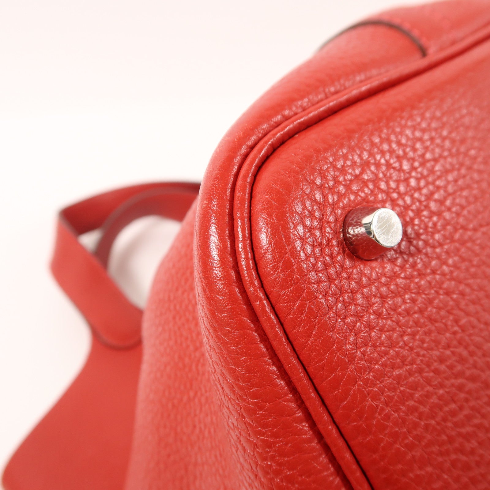 HERMES Clemence皮革Picotin MM銀扣手挽袋Red
