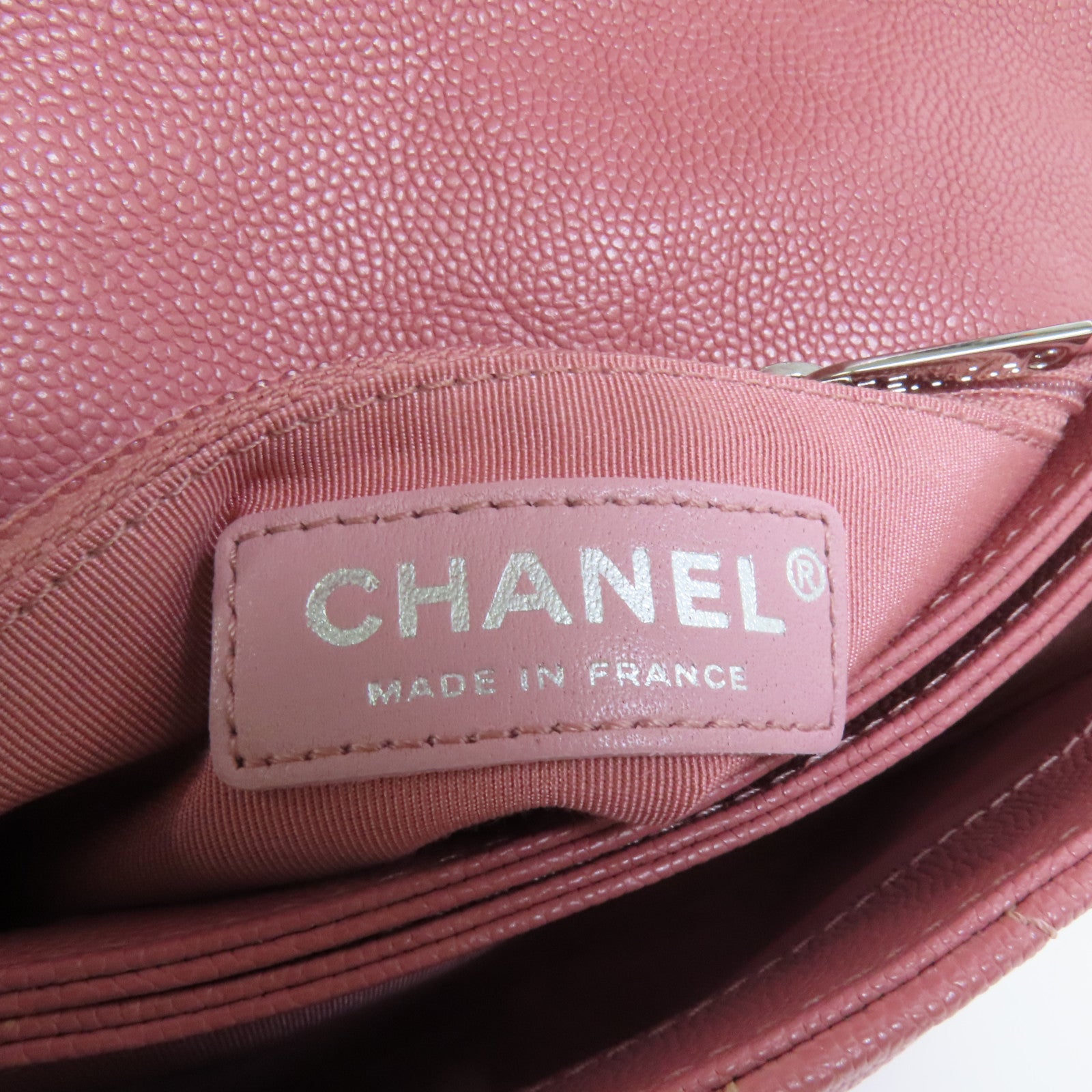 CHANEL 牛皮皮革Chain Shoulder銀扣鏈帶肩背袋