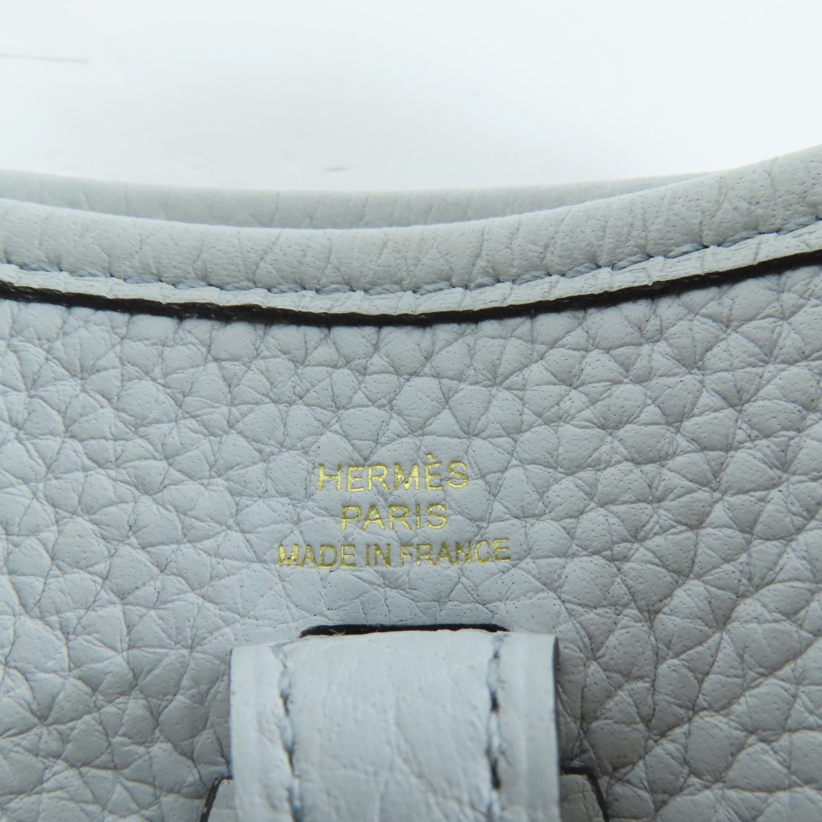 HERMES Clemence皮革Evelyne TPM金扣肩背袋Bleu Pale