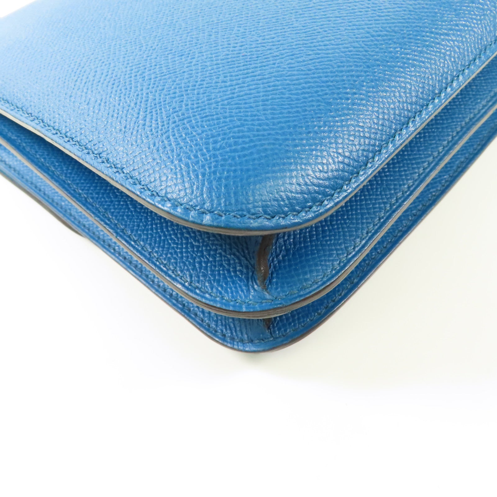 HERMES PHW Constance 24 Shoulder Bag Veau Epsom Leather Stamp R 1P Colvert Blue