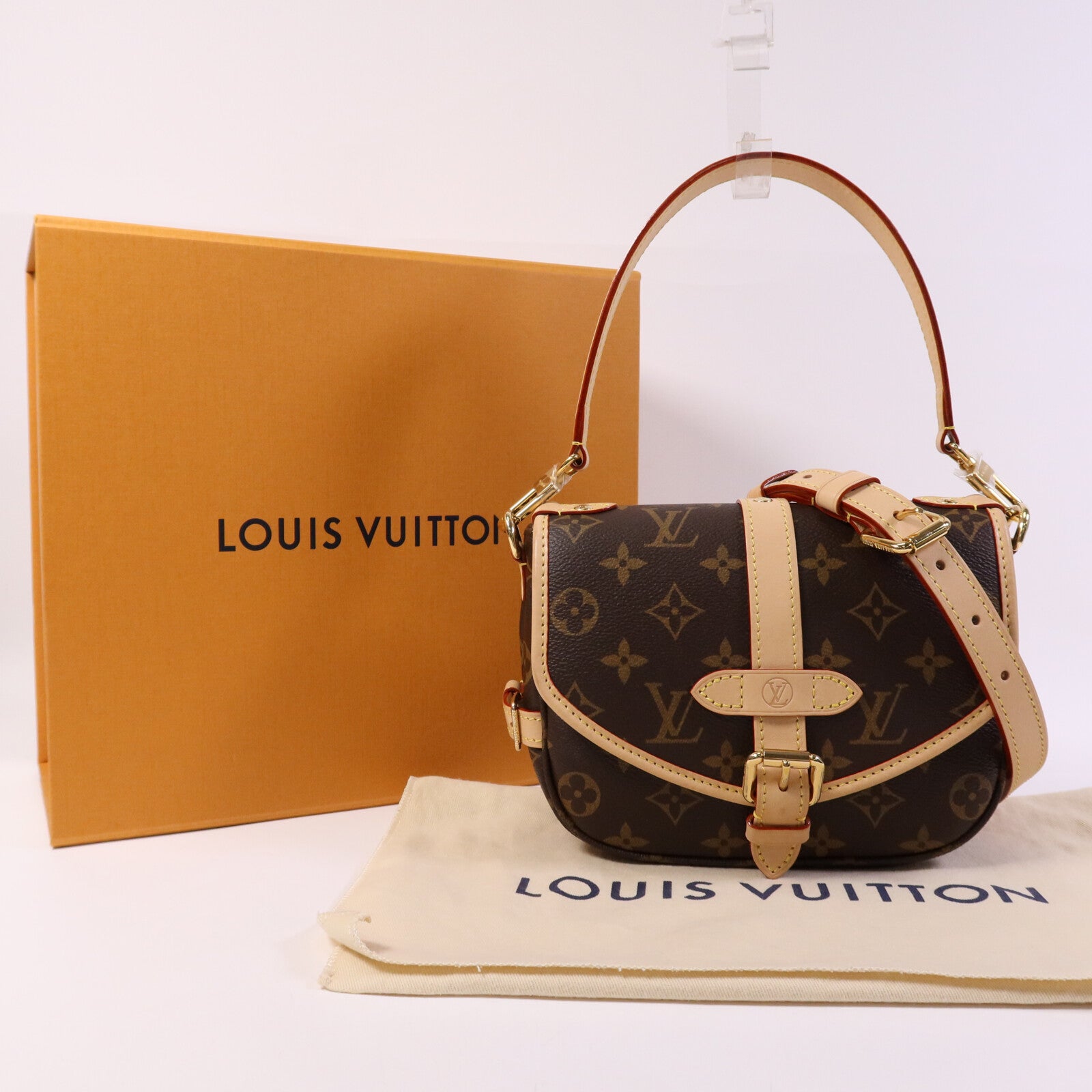 LOUIS VUITTON Monogram Saumur BB金扣手挽肩背兩用袋