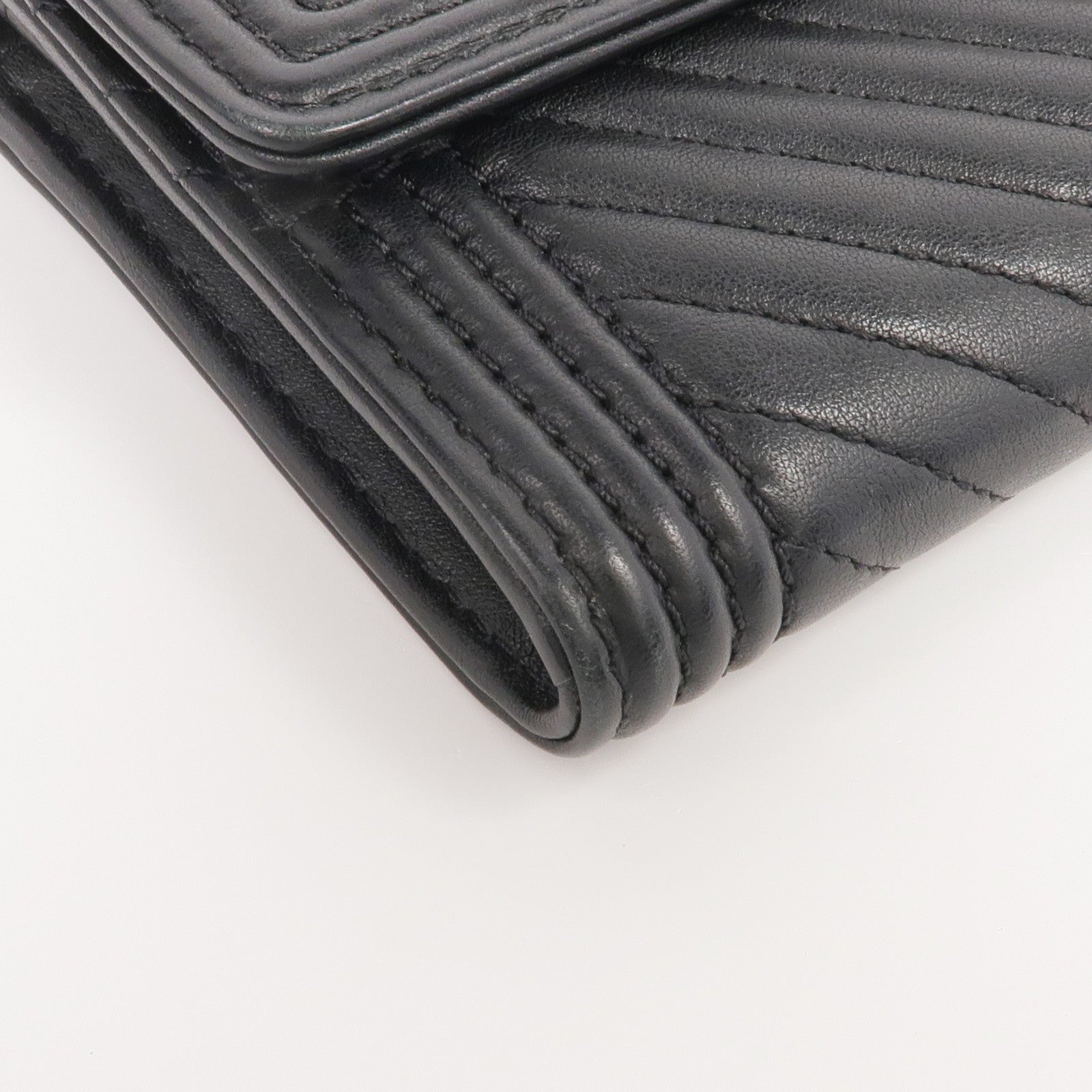 CHANEL 羊皮皮革Long Wallet銀扣長錢包